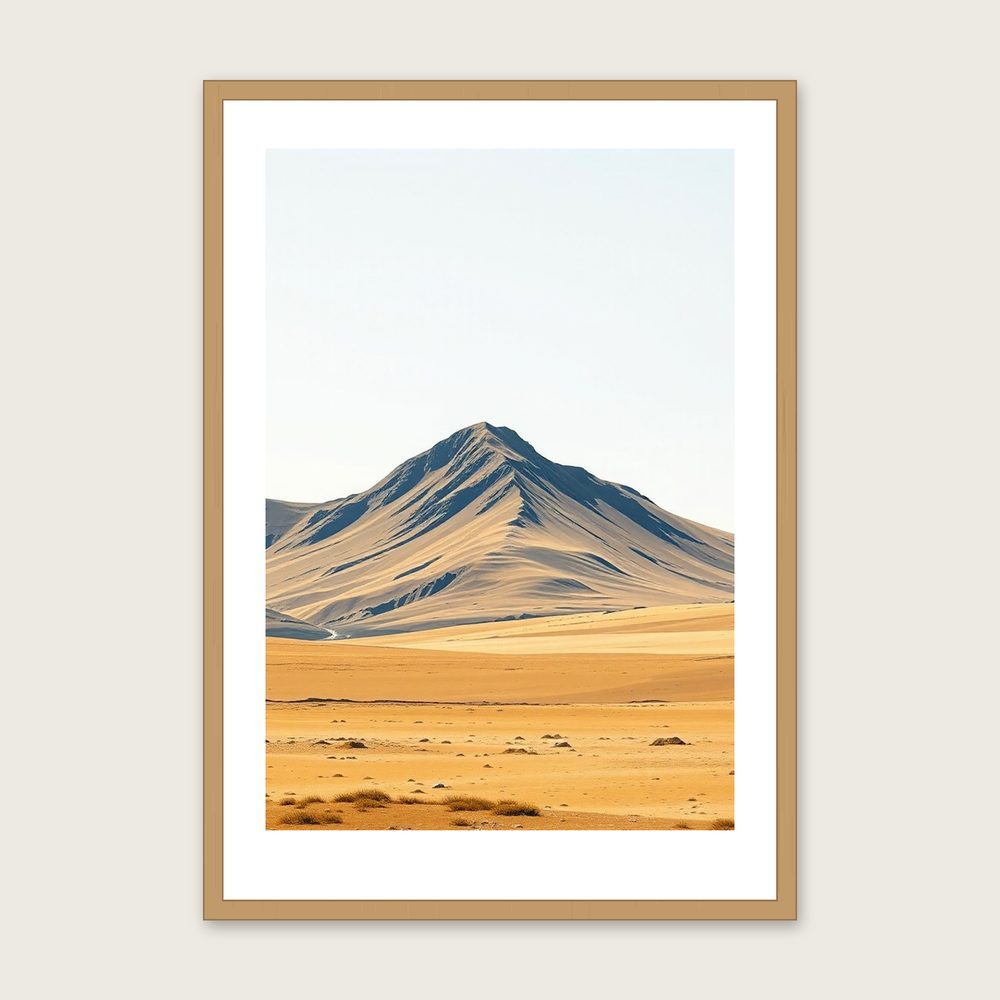 Scafell Pike Landscape Wall Art - Framed Two Tone Gouache Print - Oak Frame, A3