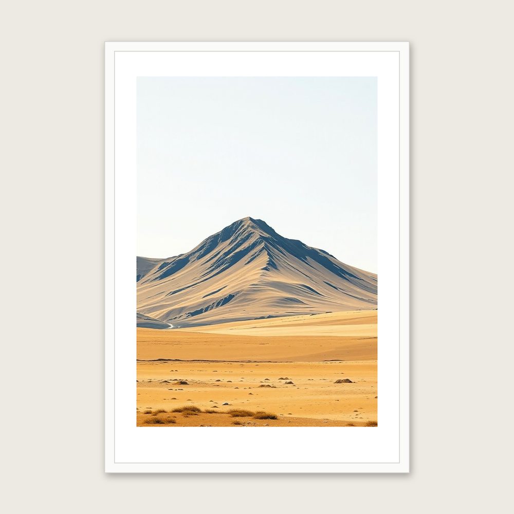 Scafell Pike Landscape Wall Art - Framed Two Tone Gouache Print - White Frame, A3
