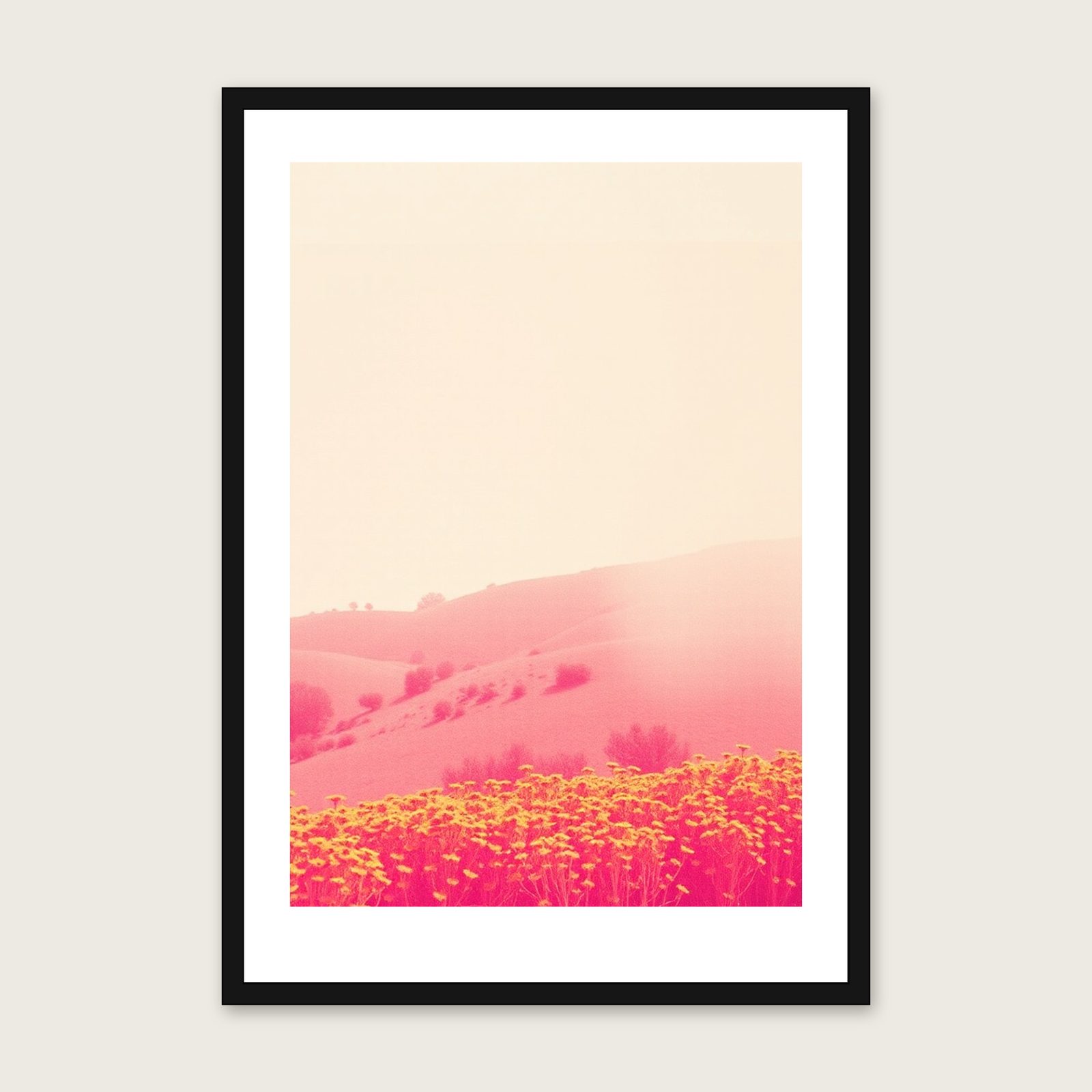 Lamprocapnos Botanical Wall Art - Framed Colourful Riso Print shown in a black frame