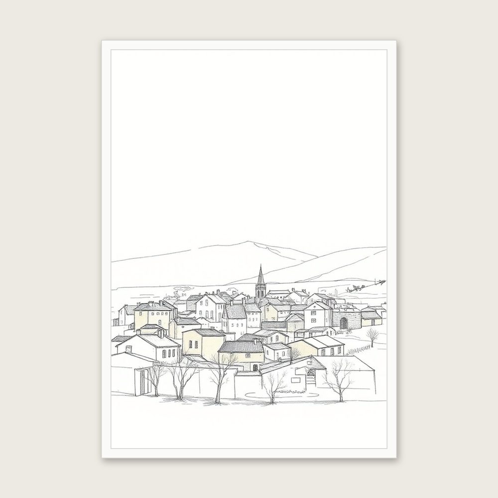 Ben Lomond Pencil Sketch Wall Art - Framed Neutral & Beige Print - White Frame, A3