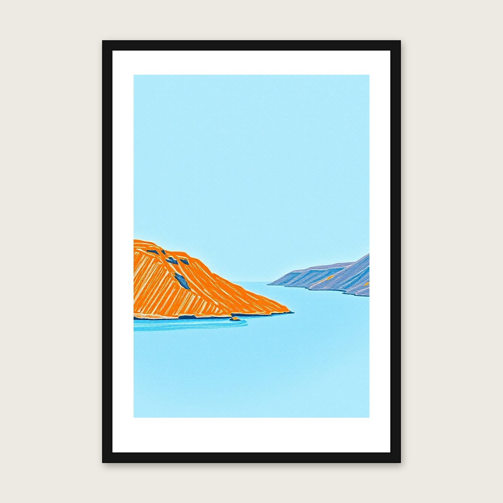 Loch Rannoch Pastel Wall Art - Framed Bold Colour Print shown in a black frame