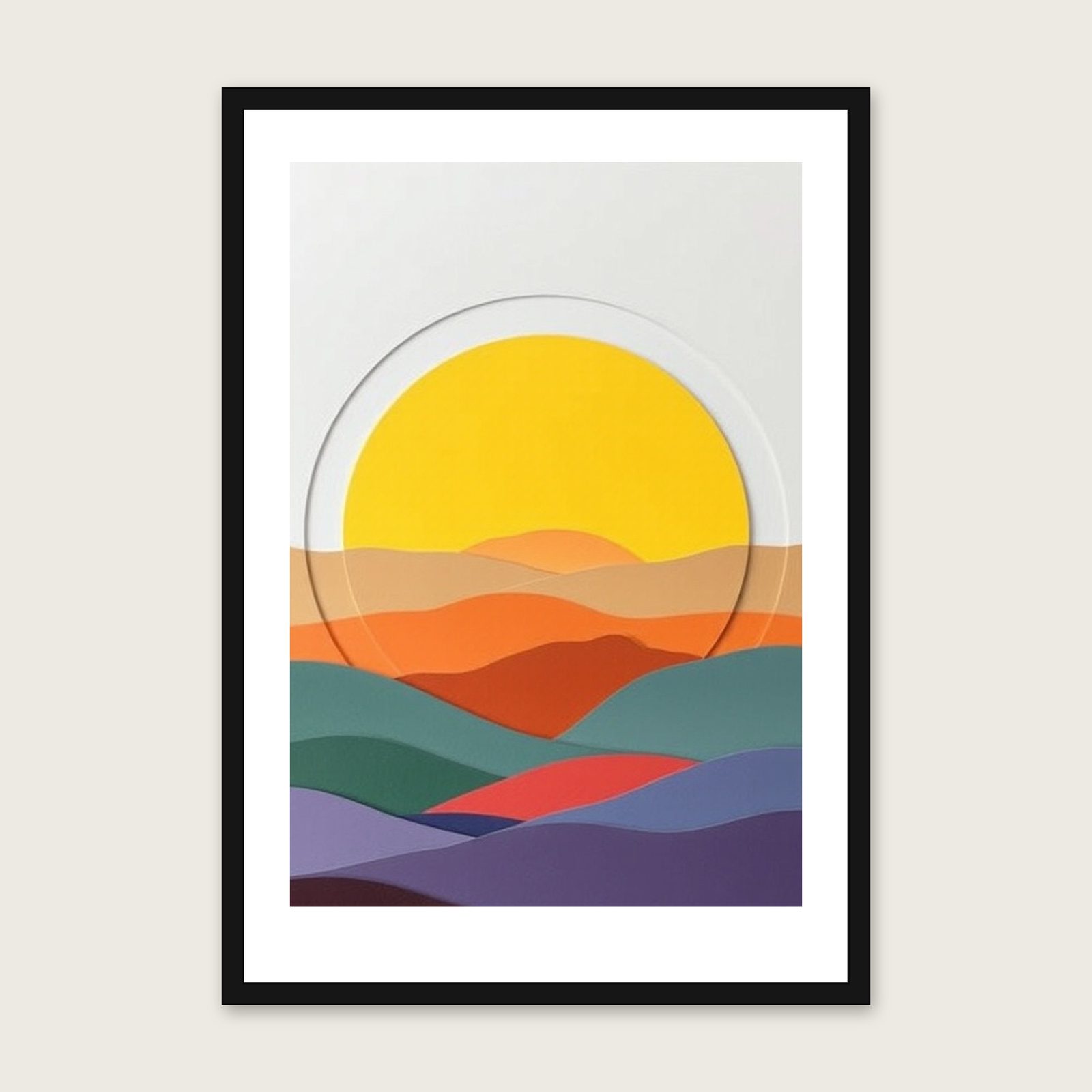 Snowdonia Landscape Wall Art - Framed Colourful Collage Print shown in a black frame