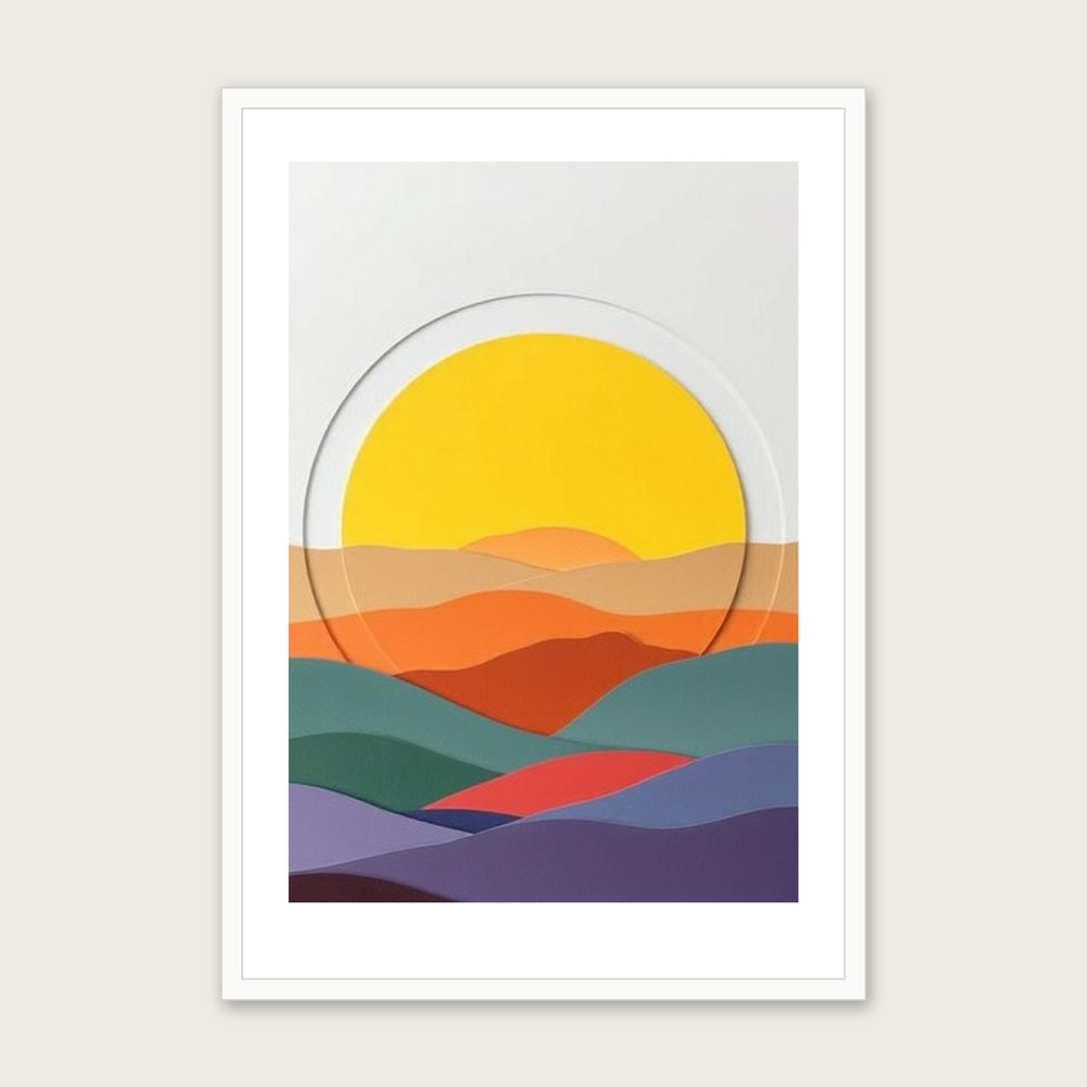 Snowdonia Landscape Wall Art - Framed Colourful Collage Print - White Frame, A3