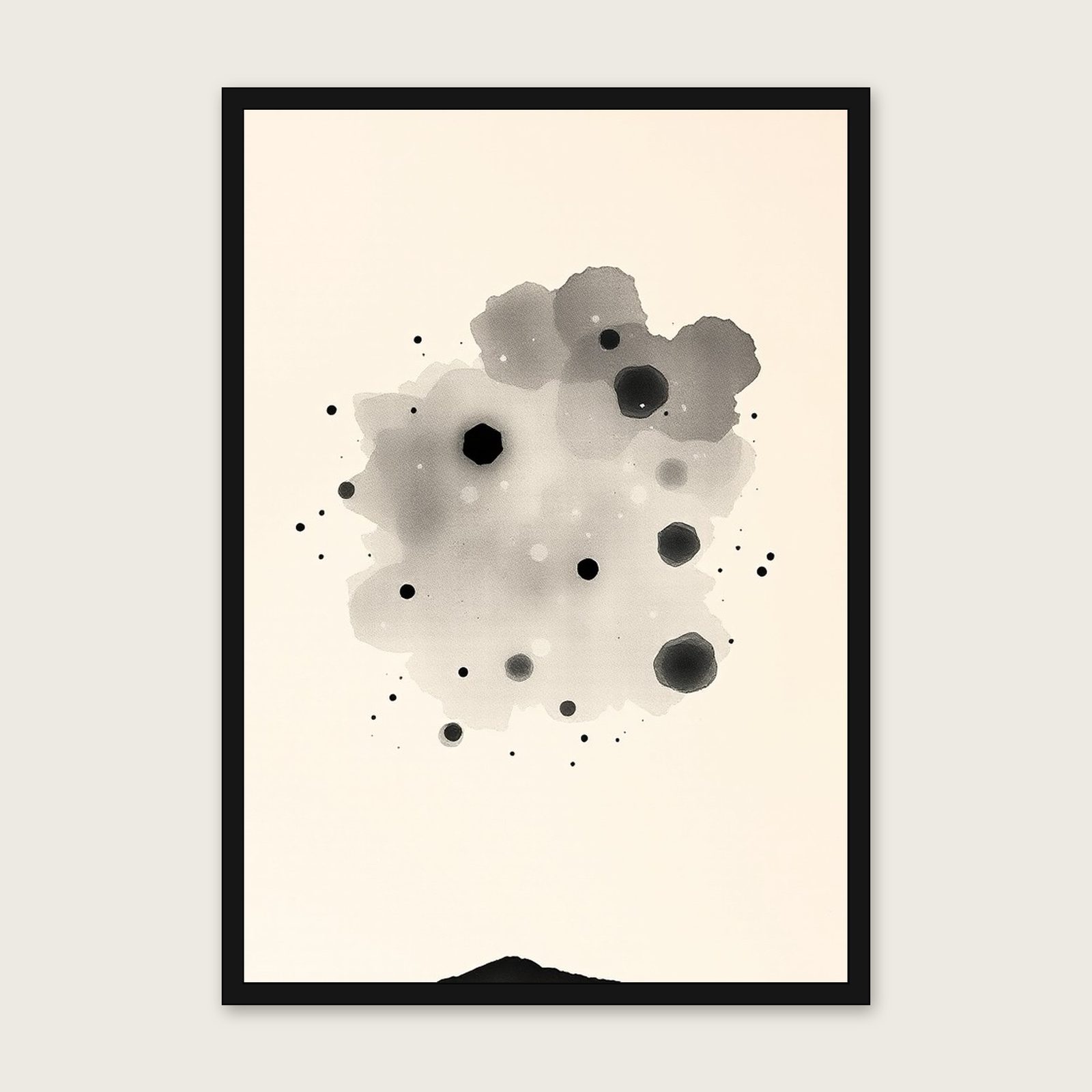 The Constellation Gemini Ink Wash Wall Art - Framed Black & White Print shown in a black frame