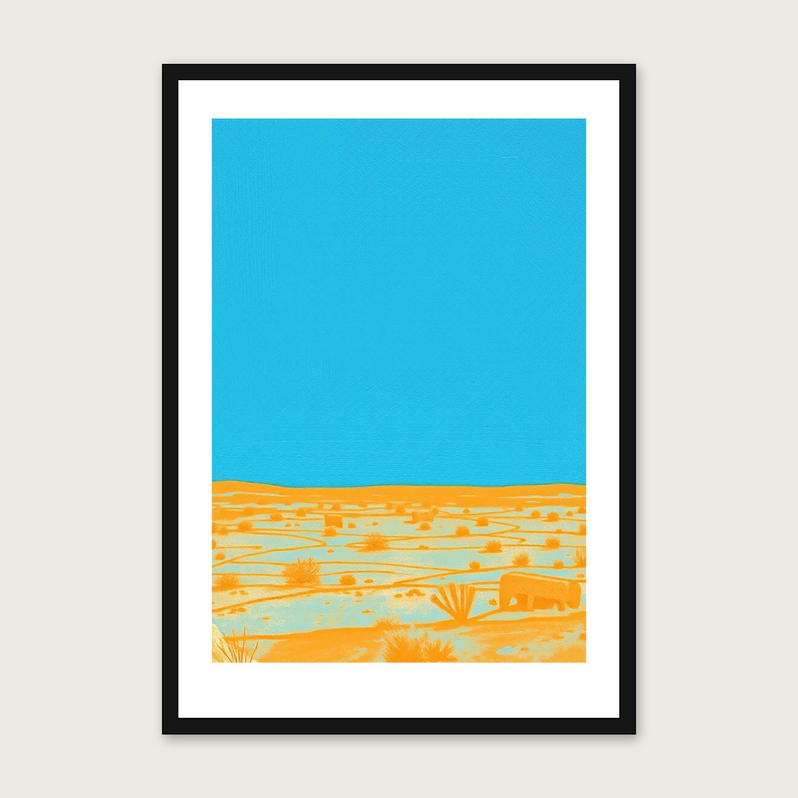 Brown Willy - Framed Pastel Landscape Print in Bold Colour shown in a black frame