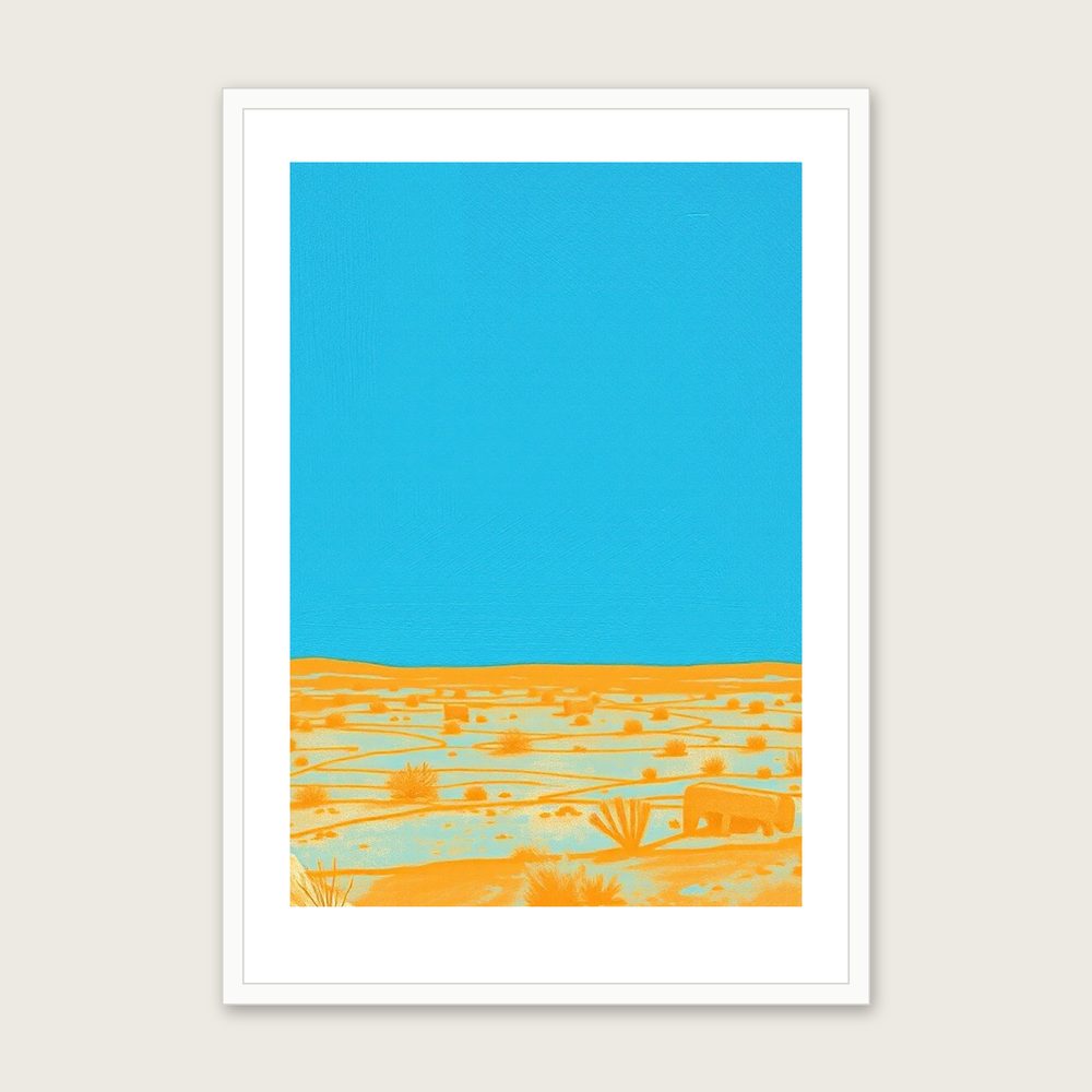 Brown Willy - Framed Pastel Landscape Print in Bold Colour - White Frame, A3