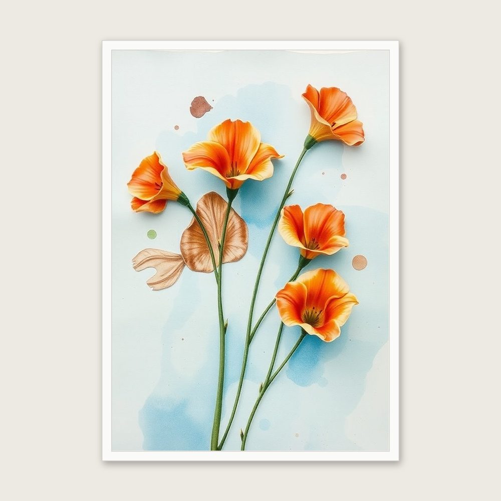 Framed Watercolour Print of Arum Lily - Bold Colour Botanical Wall Art in a white frame