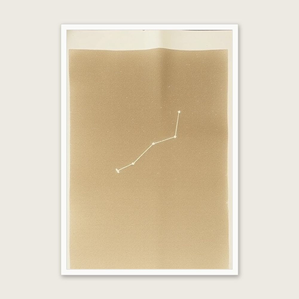 The Constellation Ursa Major Monotype Wall Art - Framed Neutral & Beige Print - White Frame, A3