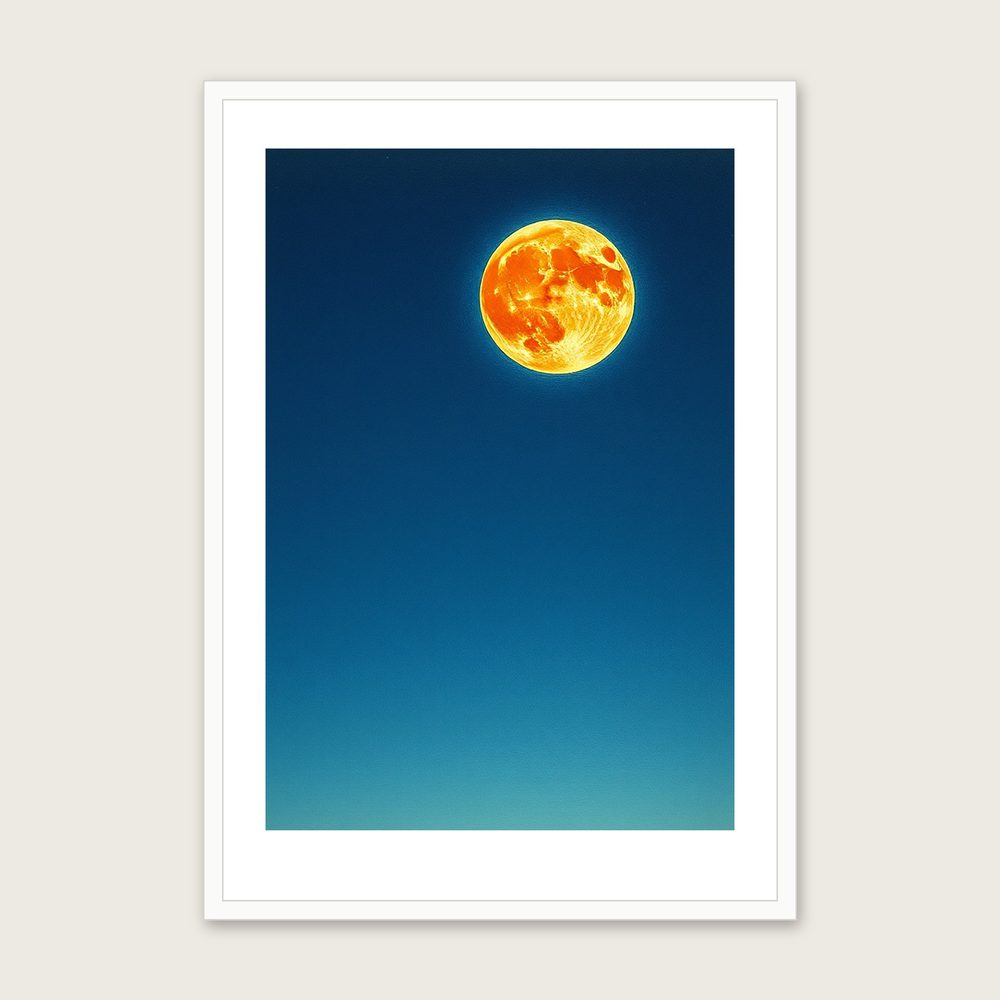 A Buck Moon in July - Framed Pastel Celestial Print in Bold Colour in a white frame