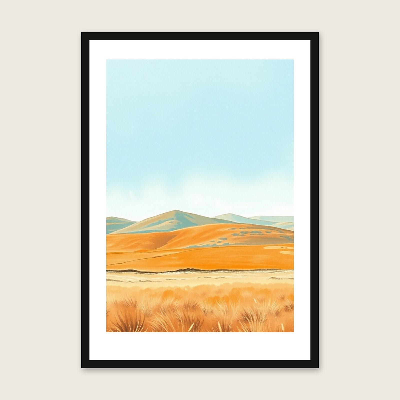 Exmoor Pastel Wall Art - Framed Bold Colour Print shown in a black frame
