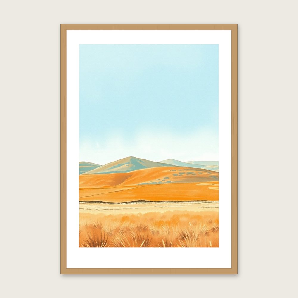 Exmoor Pastel Wall Art - Framed Bold Colour Print in a oak frame