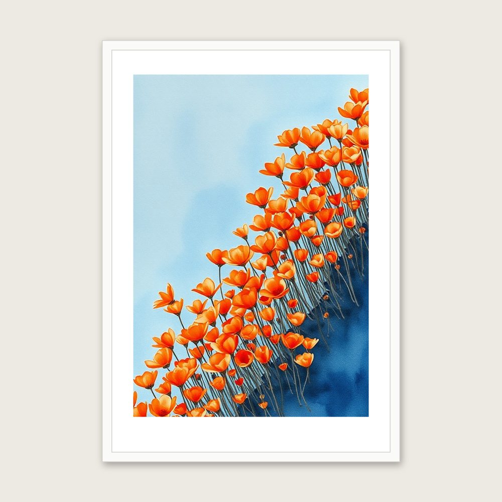 Colchicum Watercolour Wall Art - Framed Bold Colour Print in a white frame