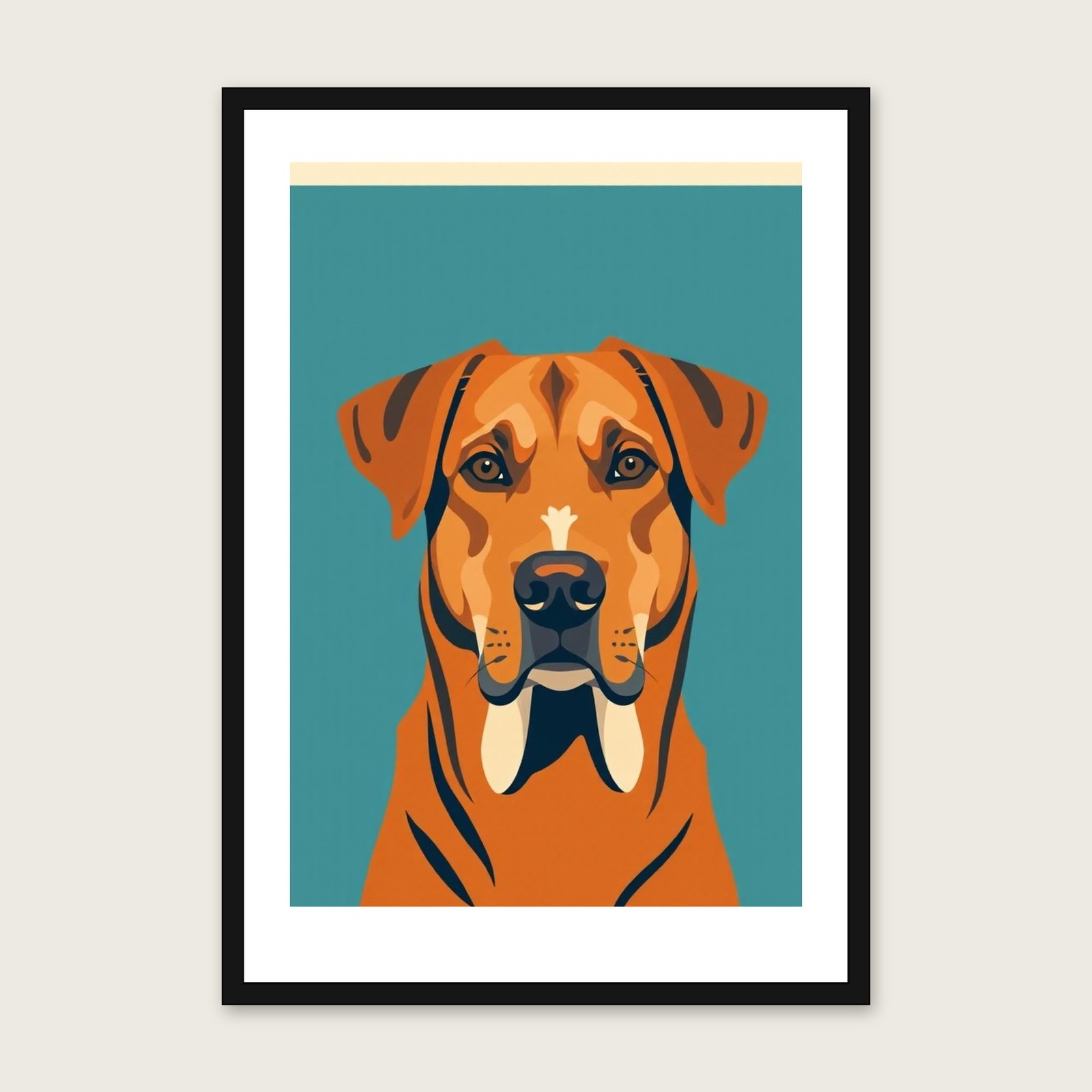Greater Swiss Mountain Dog - Framed Screen Print Animal Print in Bold Colour shown in a black frame