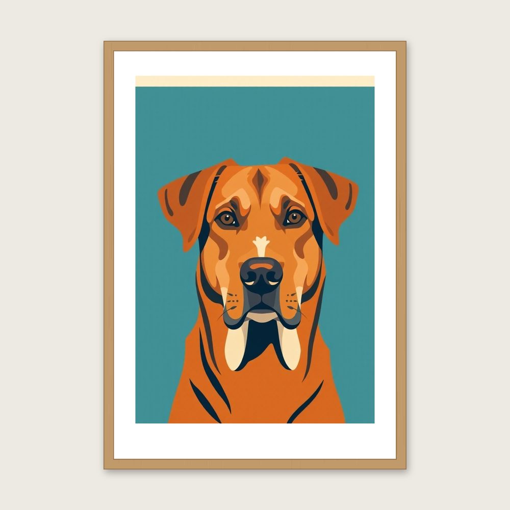 Greater Swiss Mountain Dog - Framed Screen Print Animal Print in Bold Colour - Oak Frame, A3