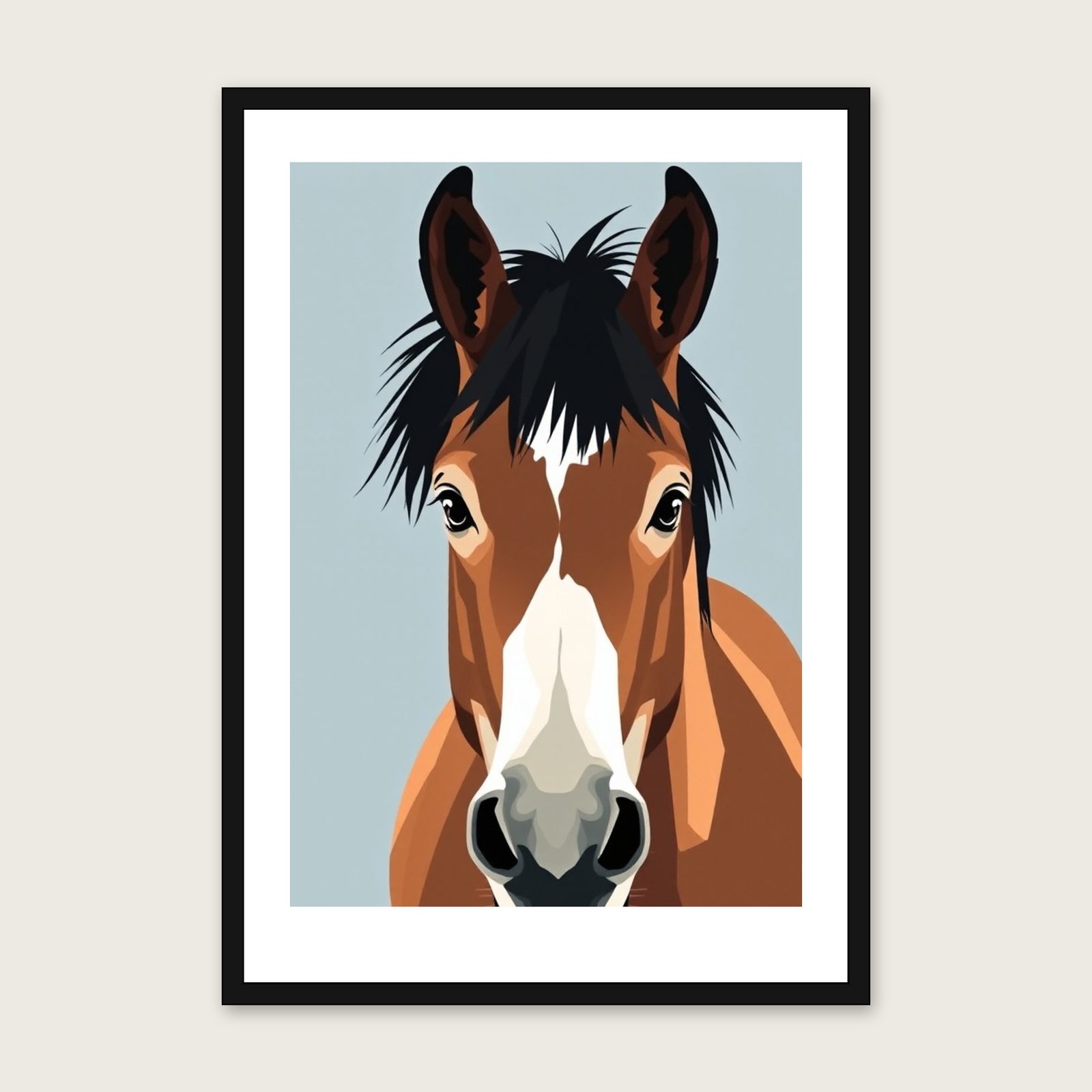 Clydesdale - Framed Screen Print Animal Print in Two Tone shown in a black frame