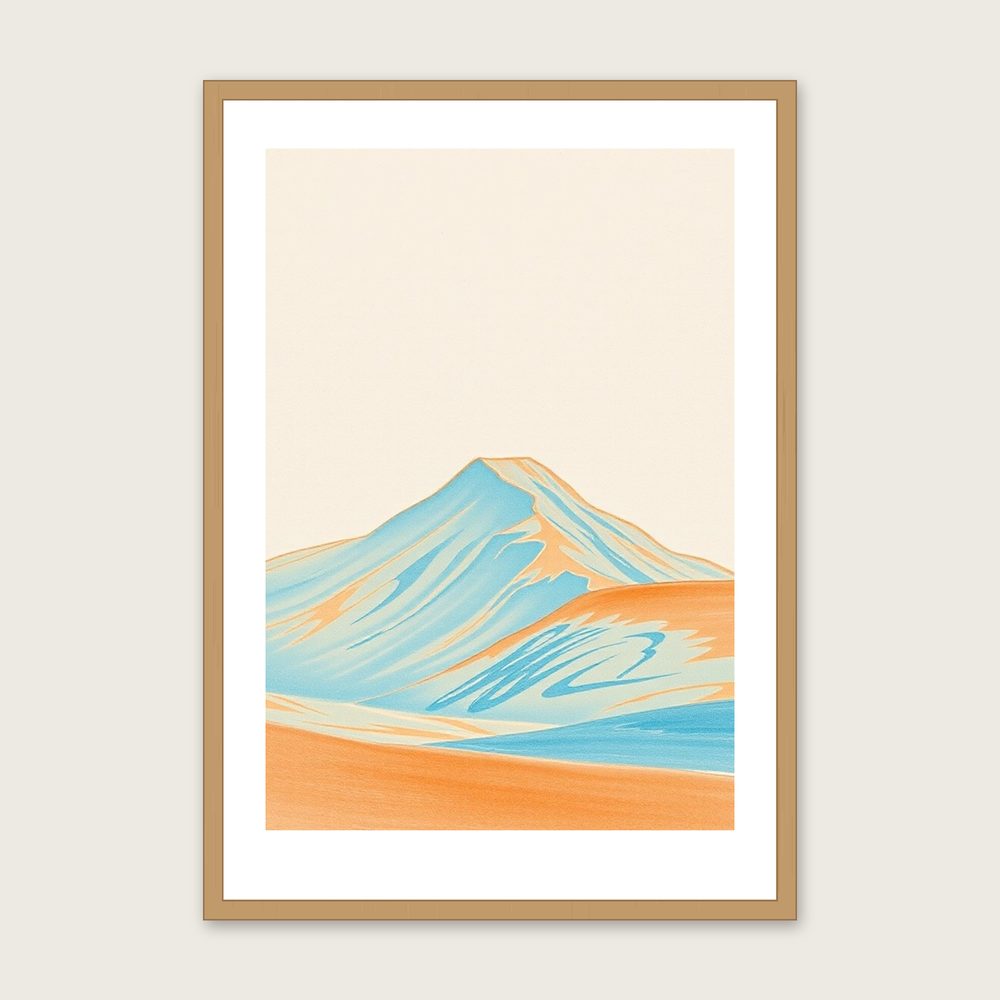 Helvellyn - Framed Pastel Landscape Print in Bold Colour - Oak Frame, A3