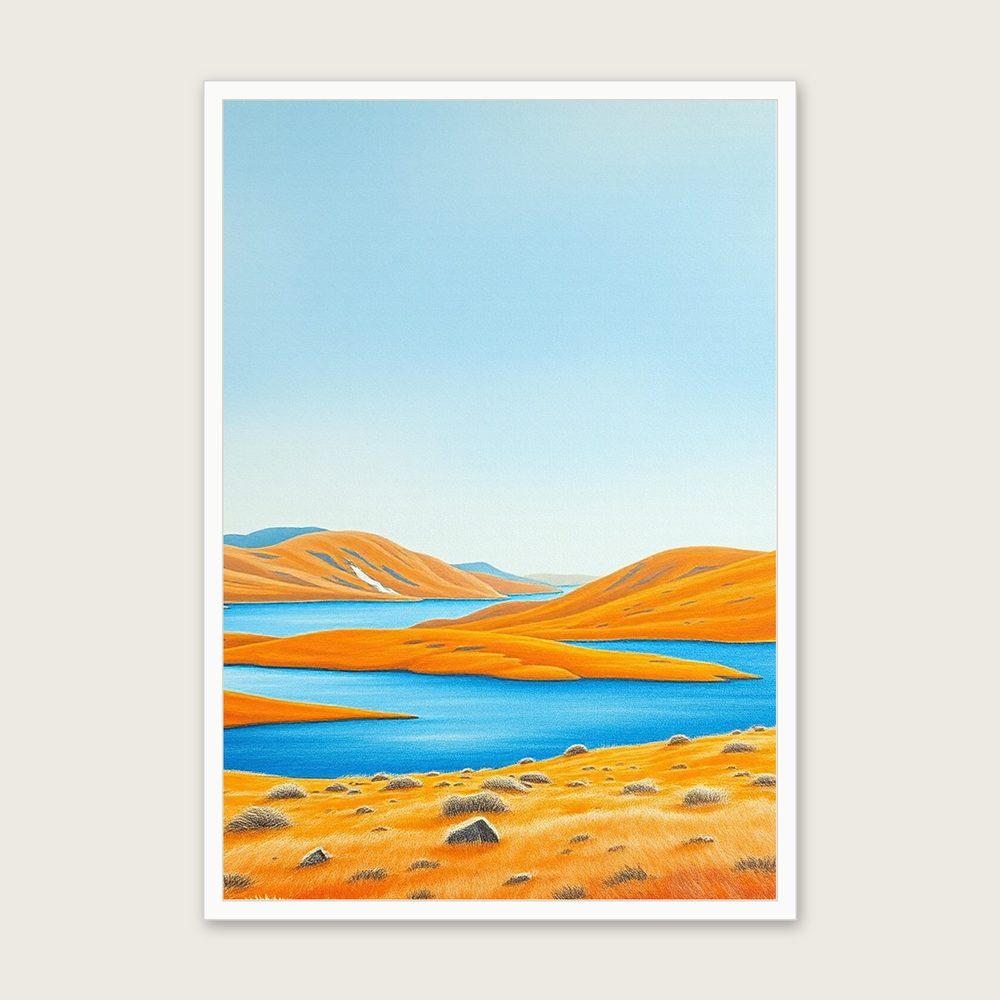 Loch Assynt Pastel Wall Art - Framed Bold Colour Print - White Frame, A3