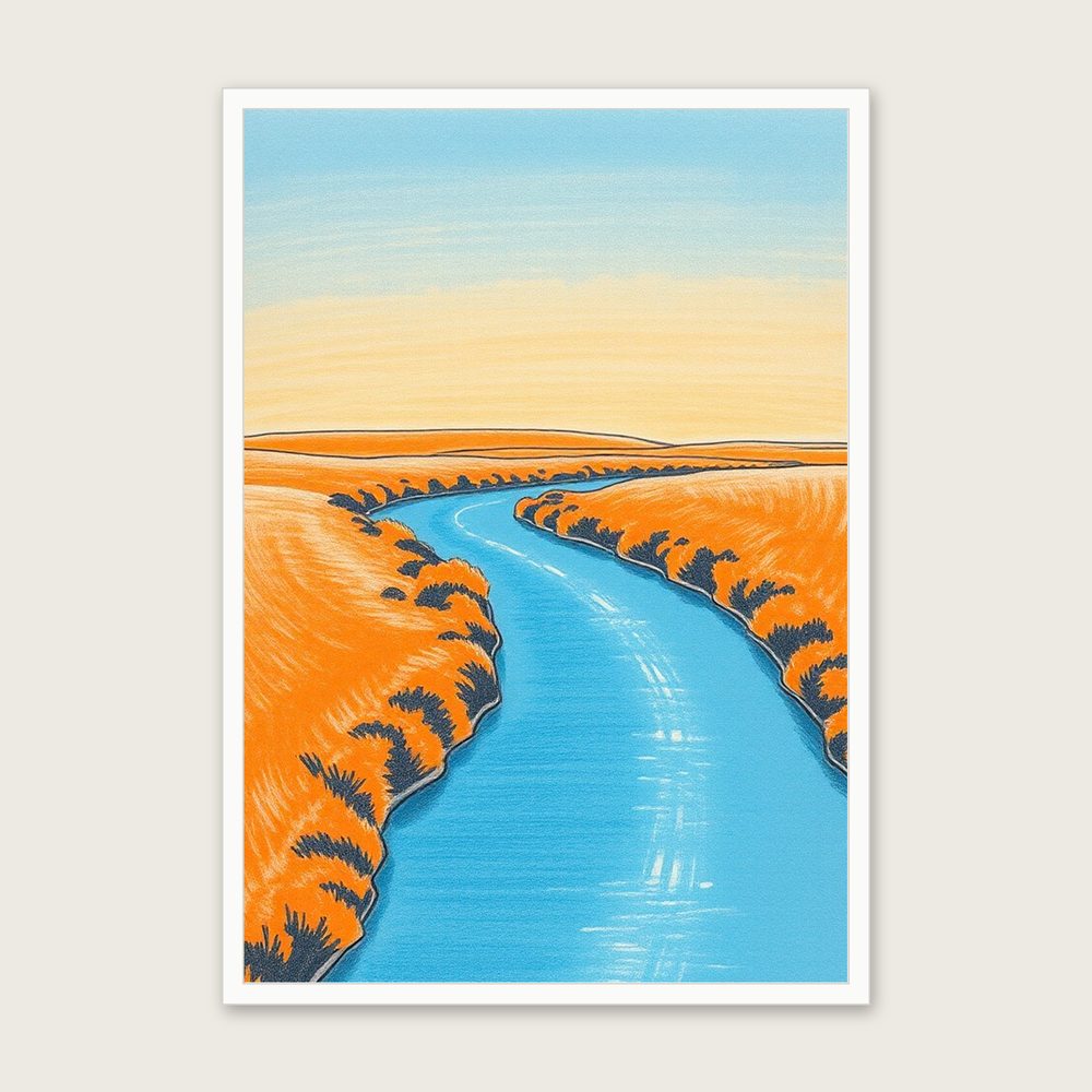 The River Dee at Chester - Framed Pastel Landscape Print in Bold Colour in a white frame