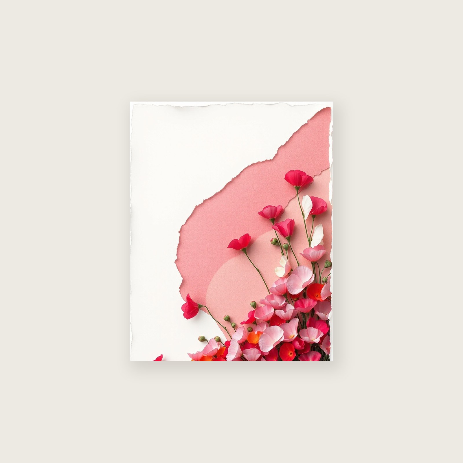 Framed Collage Print of Sweet Pea - Colourful Botanical Wall Art, unframed print