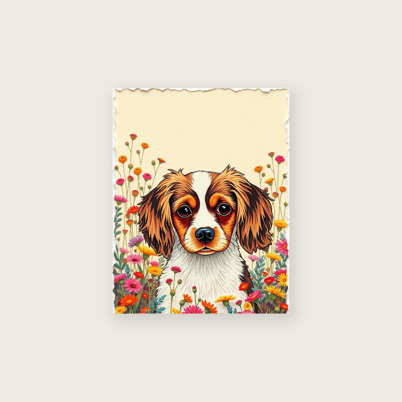 English Toy Spaniel Collage Print - Framed Colourful Animal Wall Art, unframed print