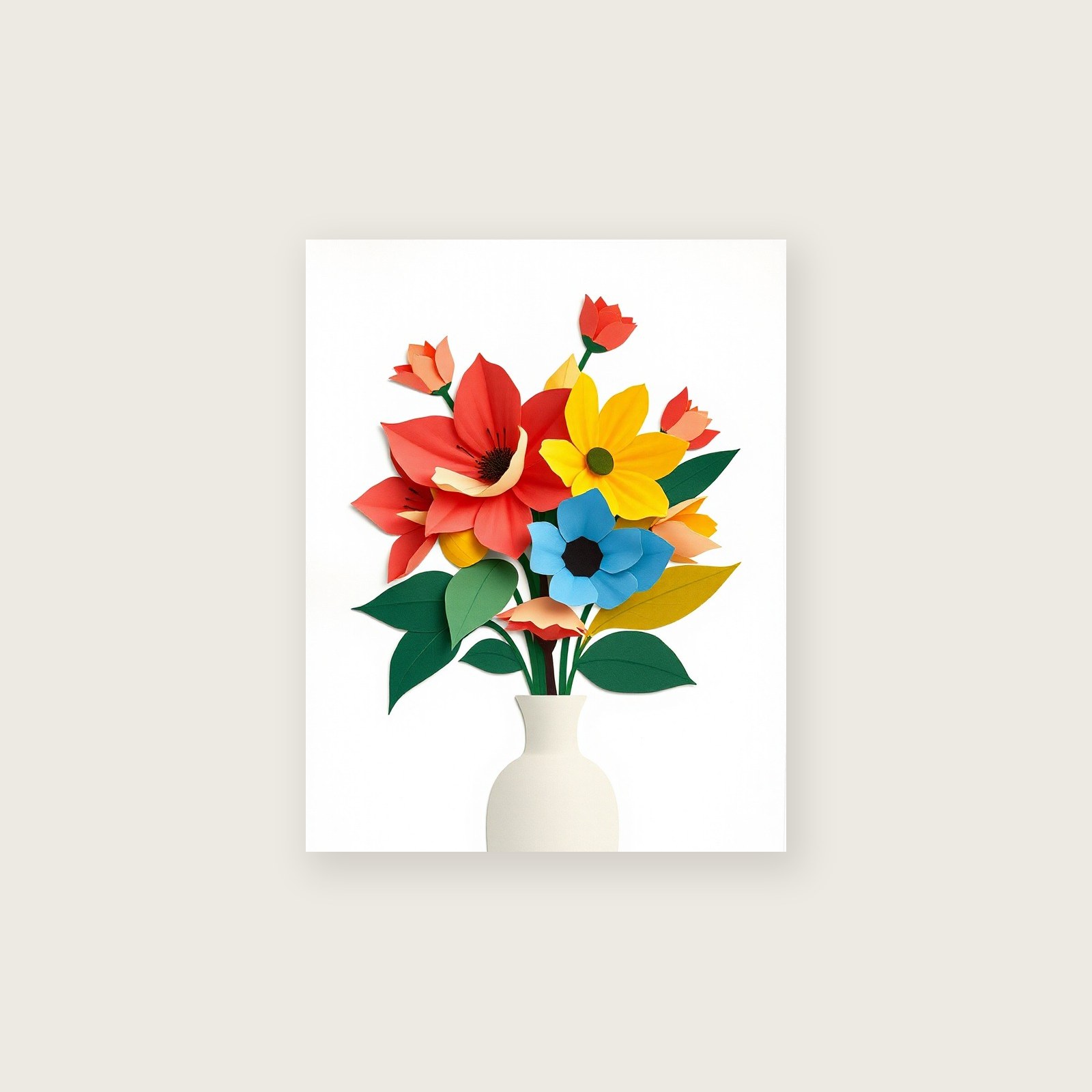 Lavatera Flower Collage Wall Art - Colourful Print - Unframed Print, A3
