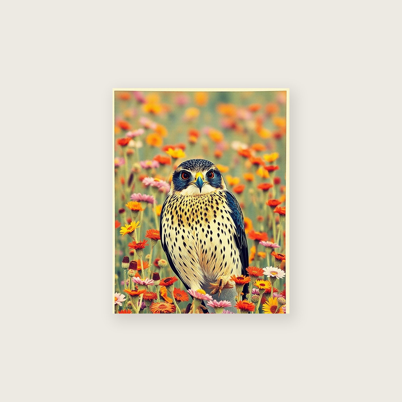 Sparrowhawk Riso Print - Colourful Animal Wall Art - Unframed Print, A3