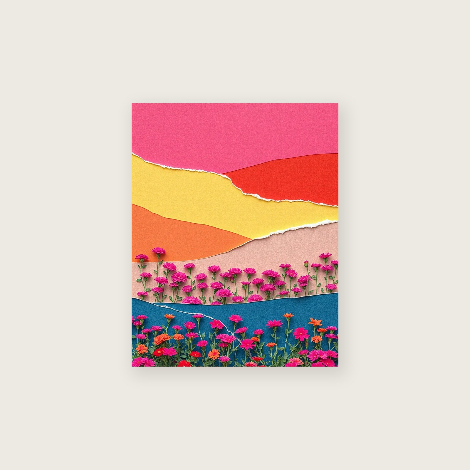Sweet William Collage Print - Colourful Botanical Wall Art - Unframed Print, A3