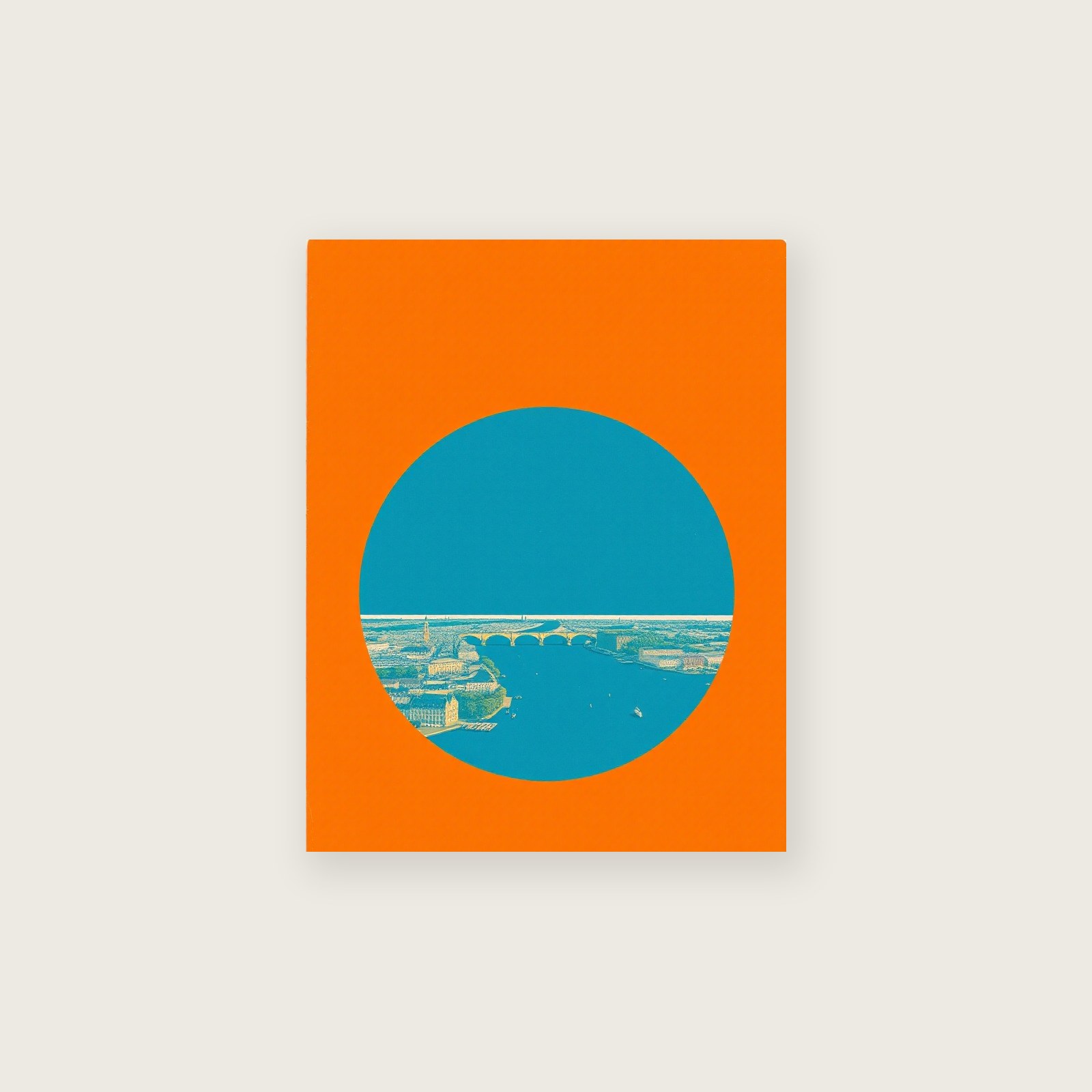 The River Ouse at York - Framed Riso Print Landscape Print in Bold Colour, unframed print