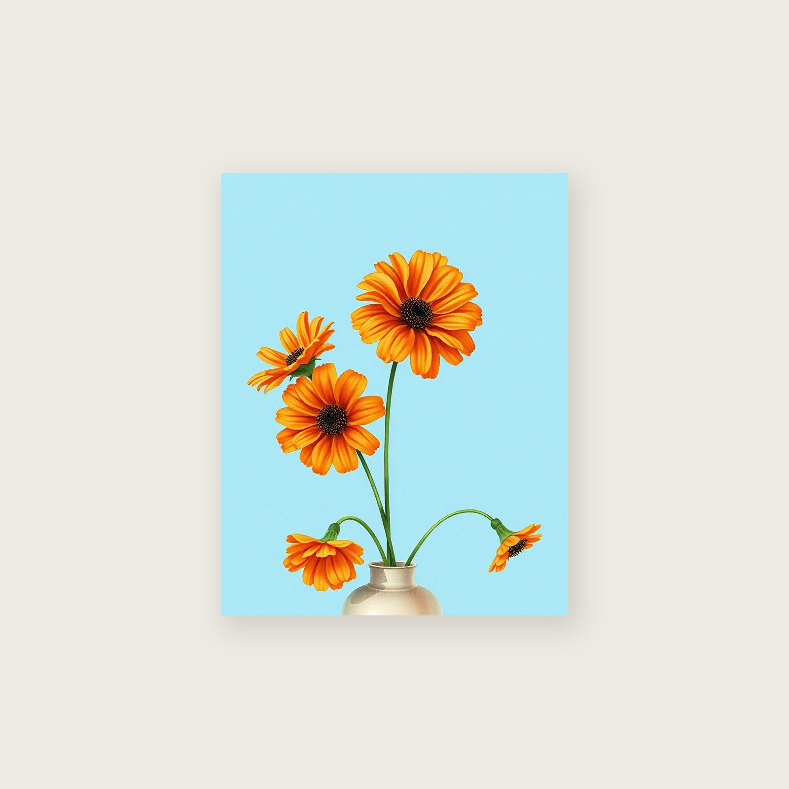 Tithonia Watercolour Print - Bold Colour Botanical Wall Art - Unframed Print, A3