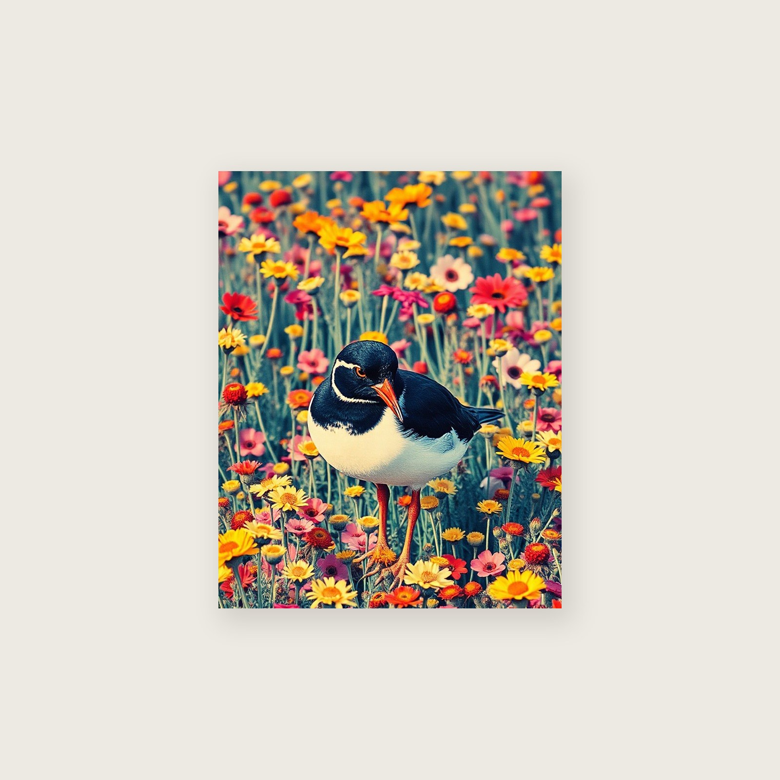 Turnstone Riso Print Wall Art - Framed Colourful Print, unframed print