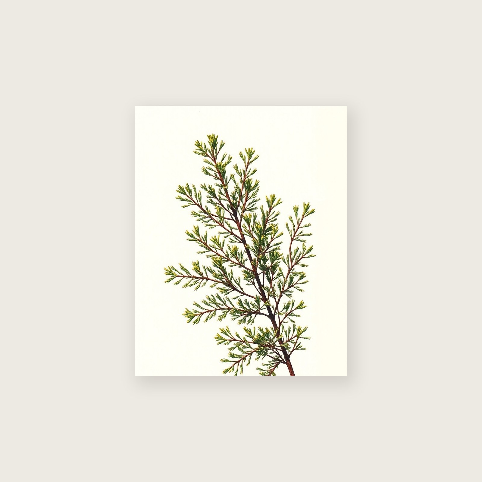 Framed Riso Print of Cedar of Lebanon Branch - Colourful Botanical Wall Art, unframed print