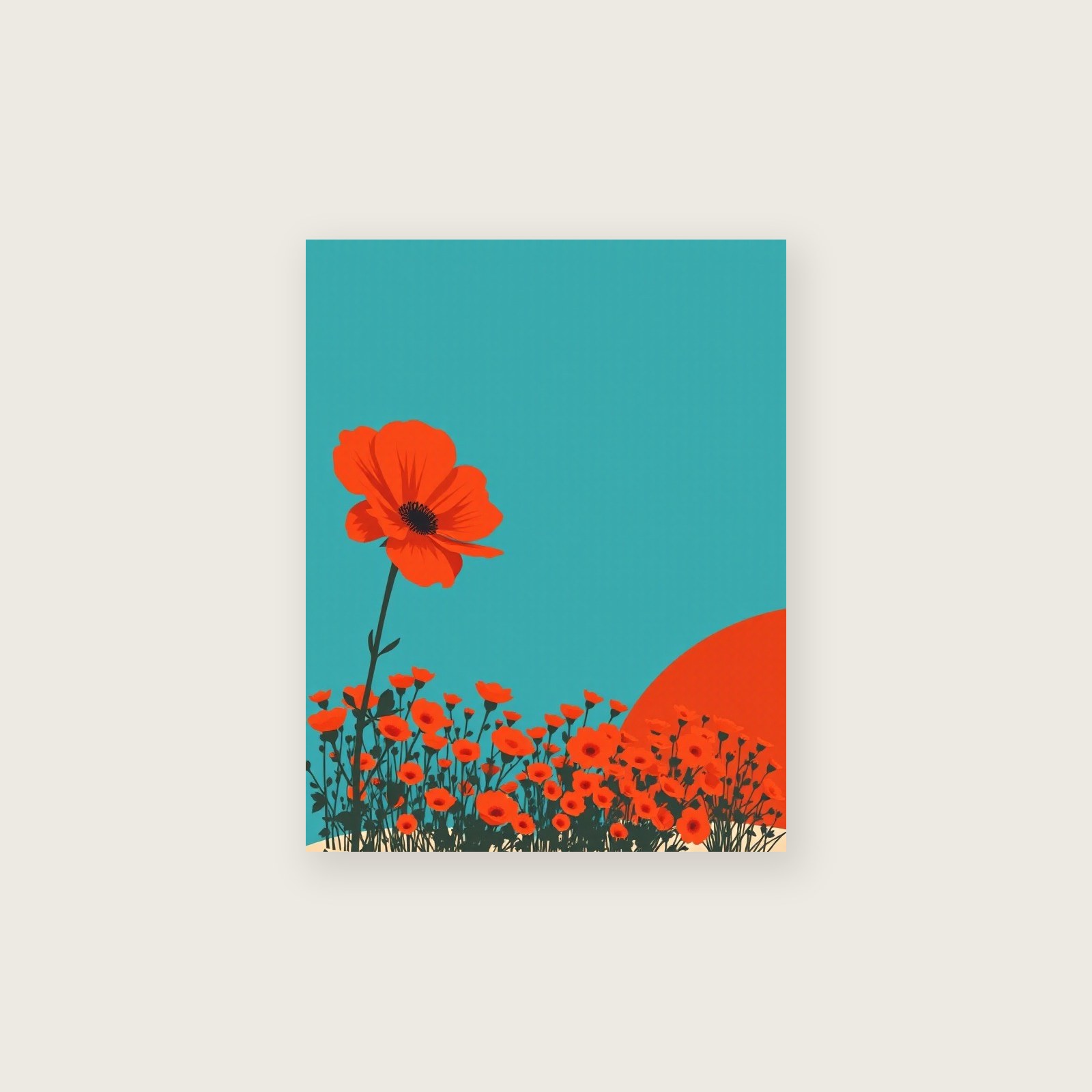 Dog Rose Screen Print Wall Art - Framed Bold Colour Print, unframed print