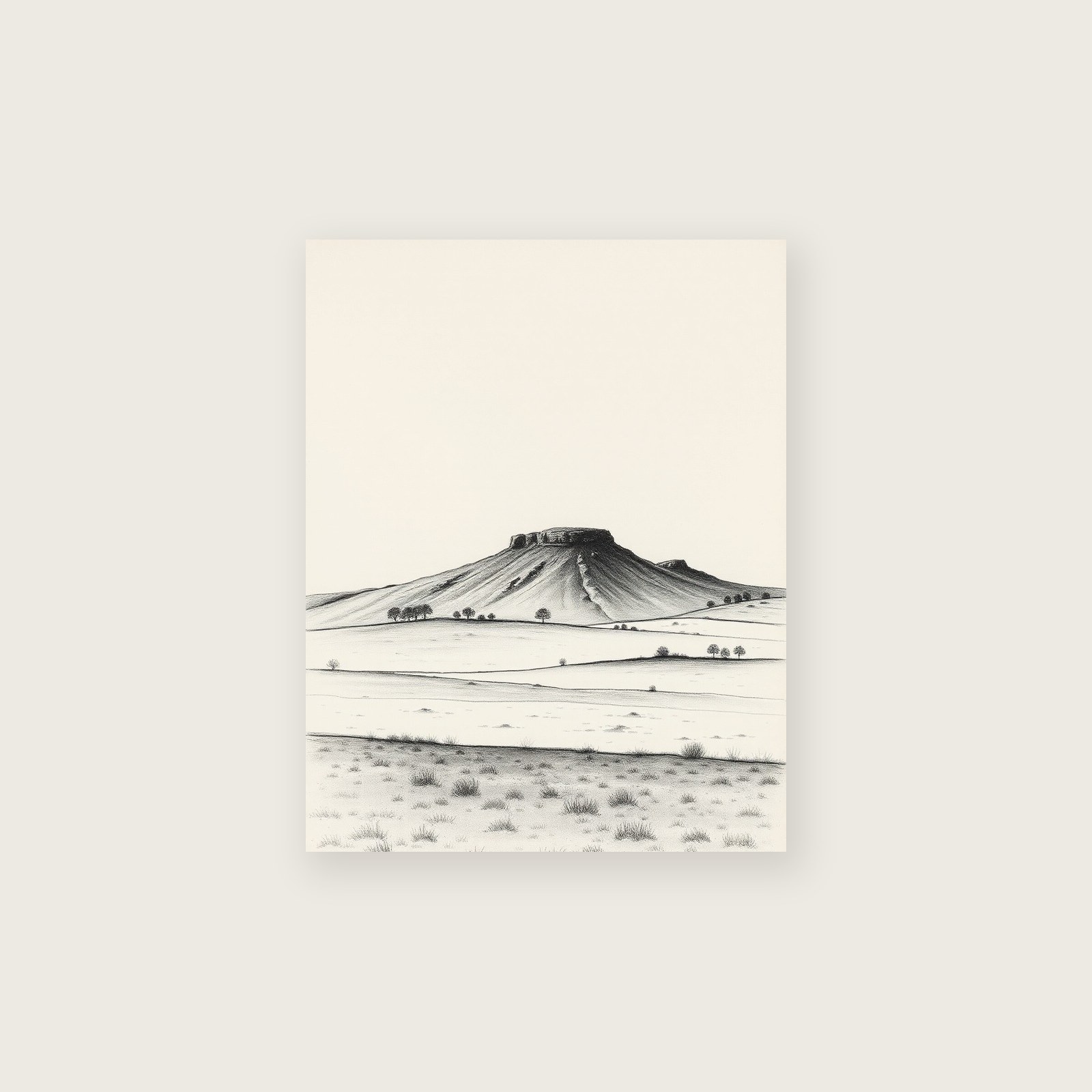 Cross Fell Charcoal Wall Art - Black & White Print - Unframed Print, A3