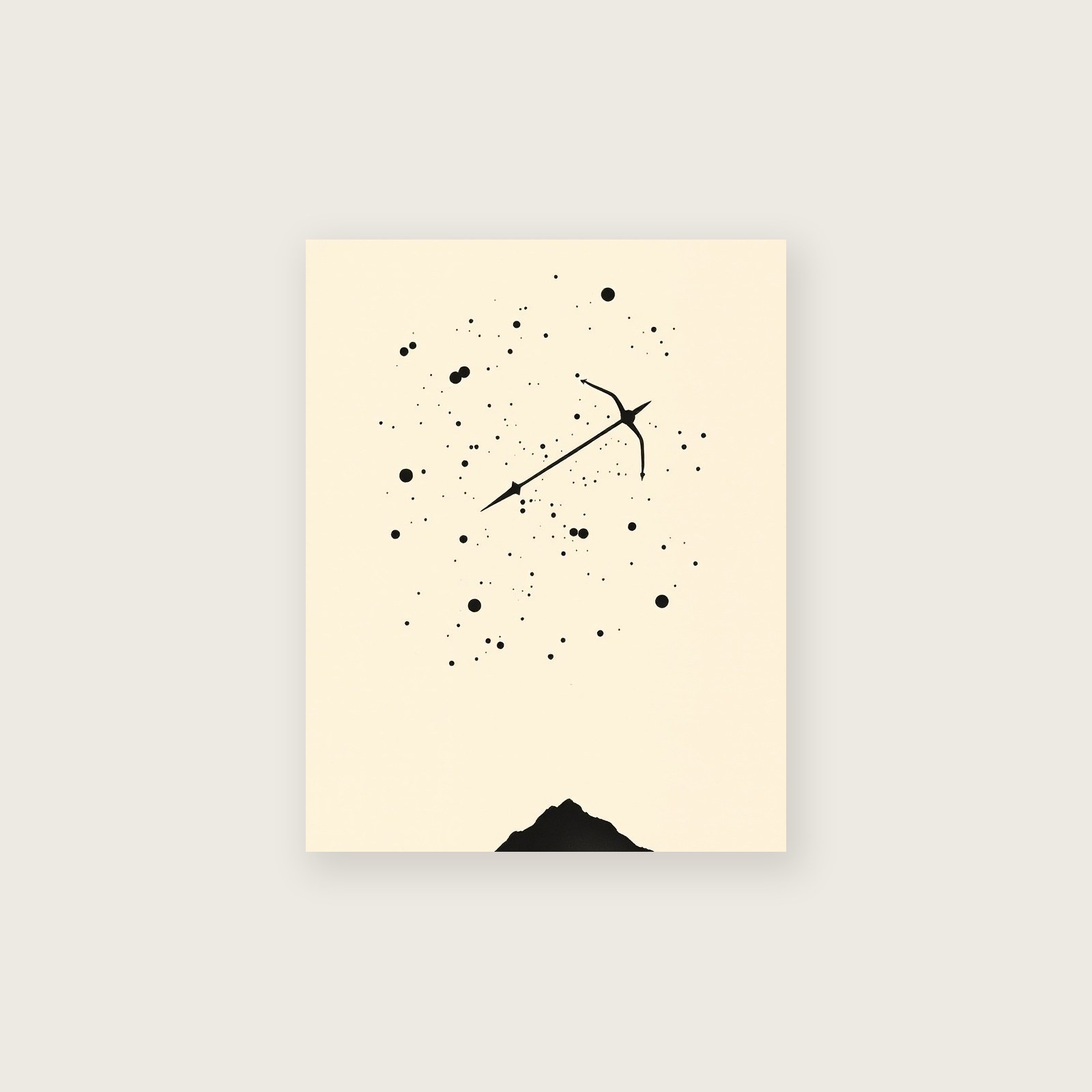 Framed Ink Wash Print of The Constellation Sagittarius - Neutral & Beige Celestial Wall Art, unframed print