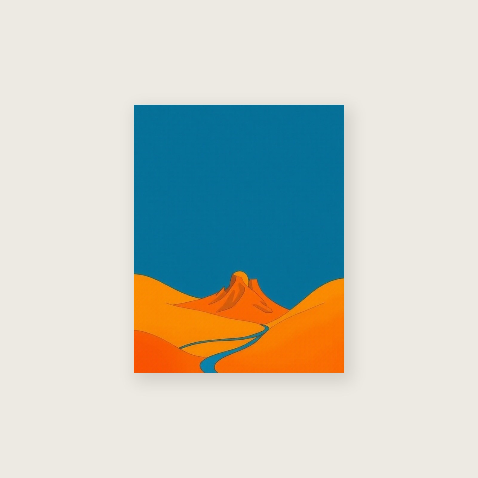 Cape Cornwall - Framed Gouache Landscape Print in Bold Colour, unframed print