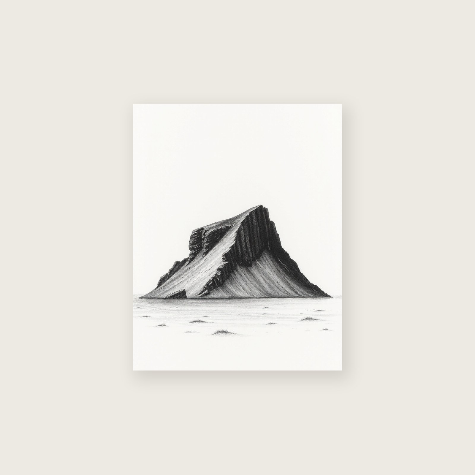 Framed Charcoal Print of Worms Head - Black & White Landscape Wall Art, unframed print