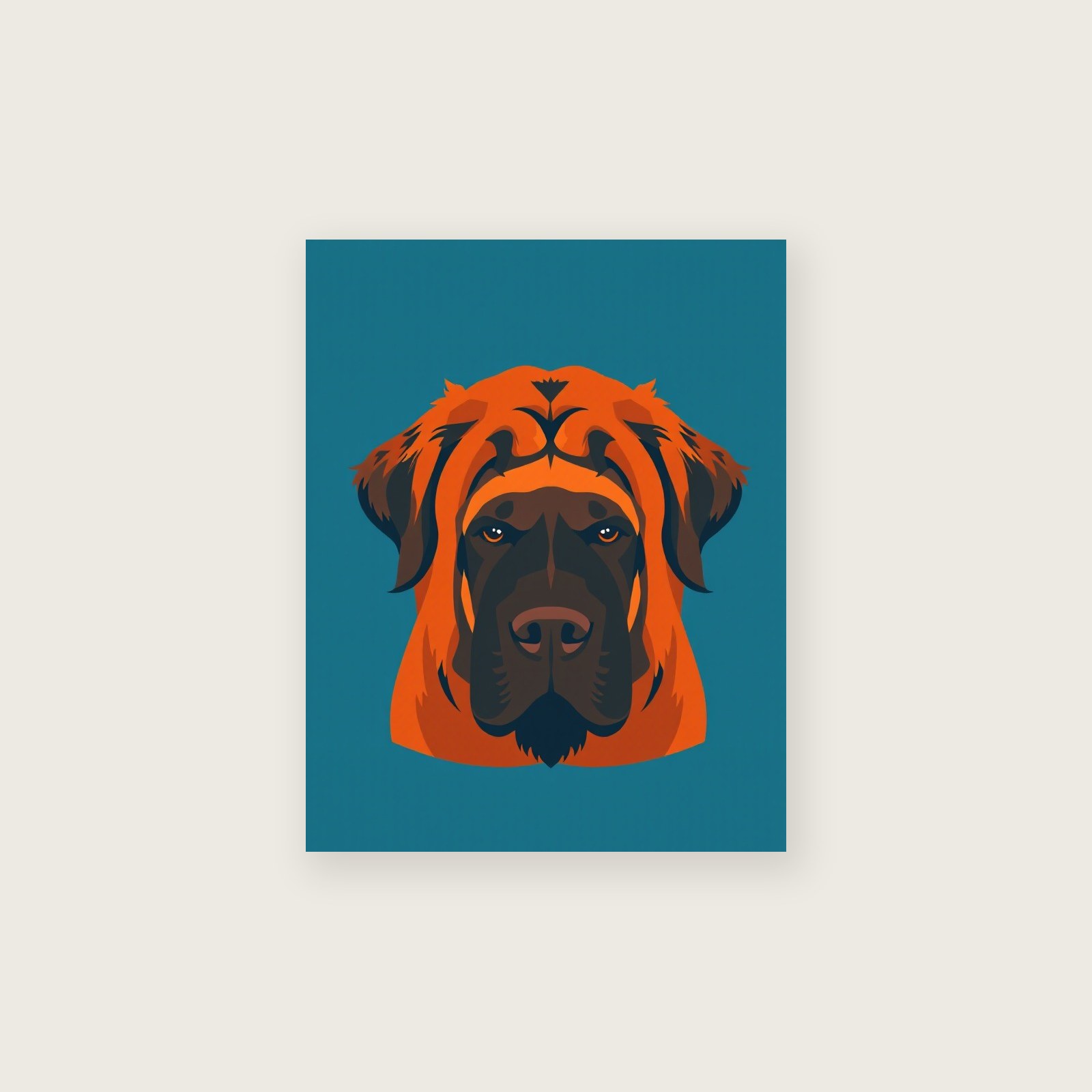 Screen Print of Tibetan Mastiff - Bold Colour Animal Wall Art - Unframed Print, A3