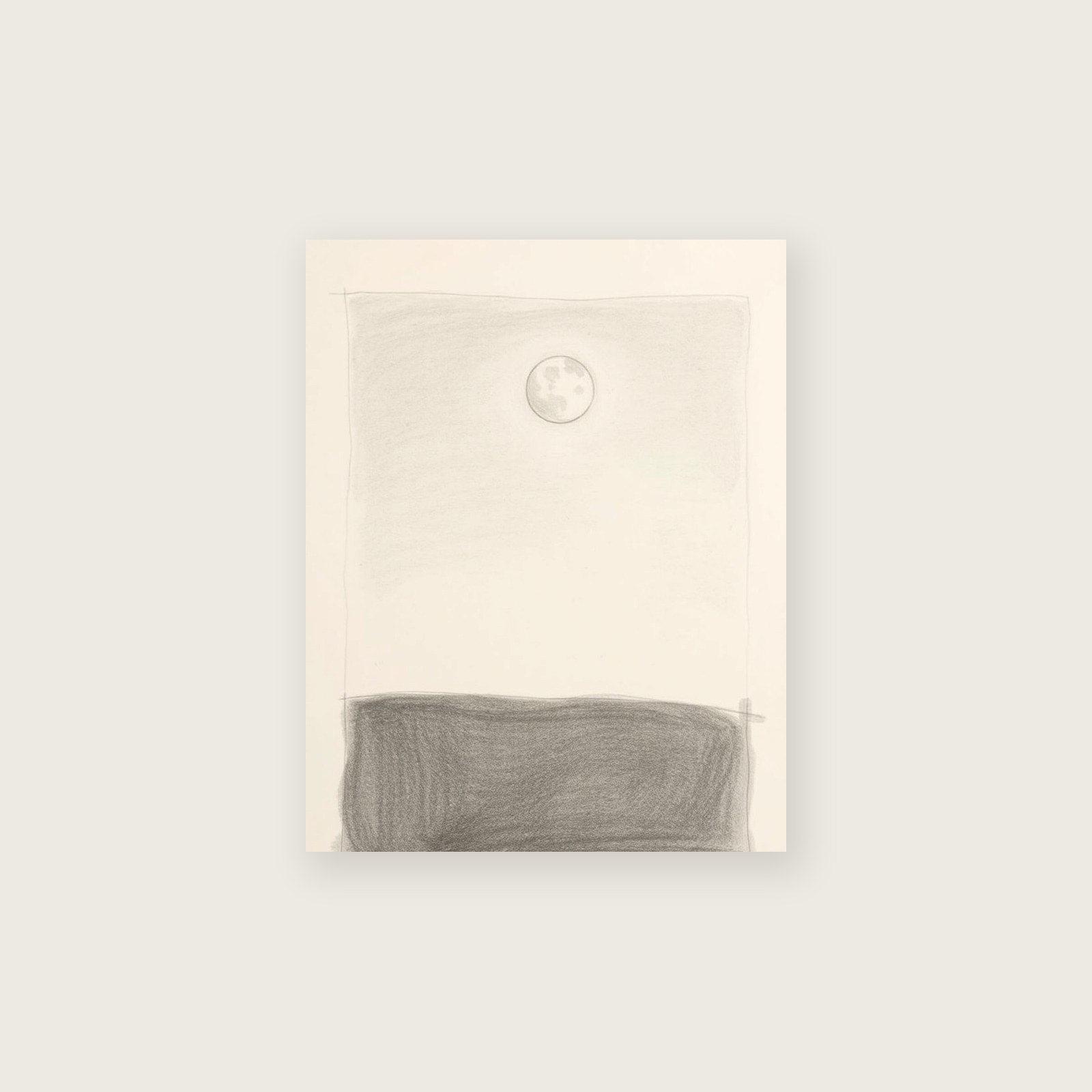 A Micromoon Celestial Wall Art - Neutral & Beige Pencil Sketch Print - Unframed Print, A3