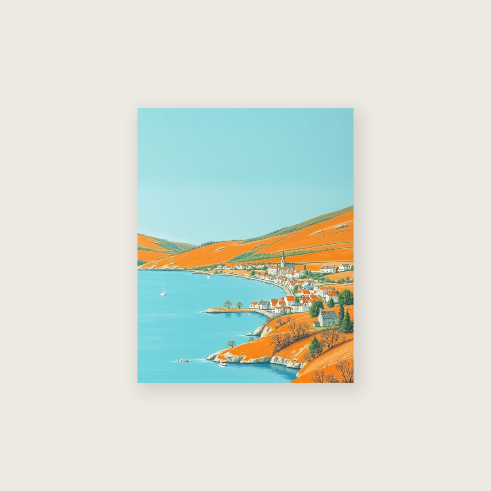 Loch Maree - Pastel Landscape Print in Bold Colour - Unframed Print, A3