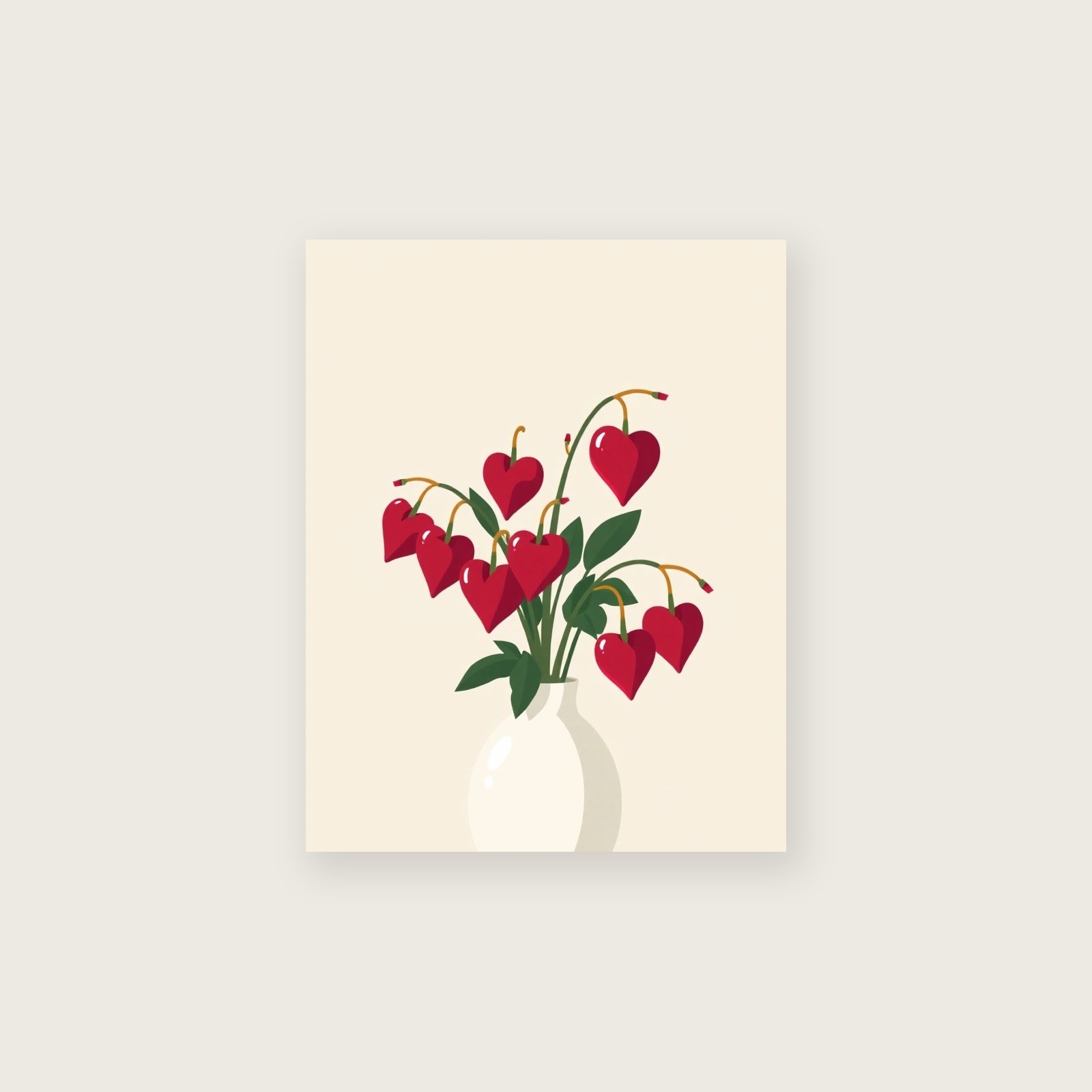 Bleeding Heart Screen Print Wall Art - Framed Two Tone Print, unframed print