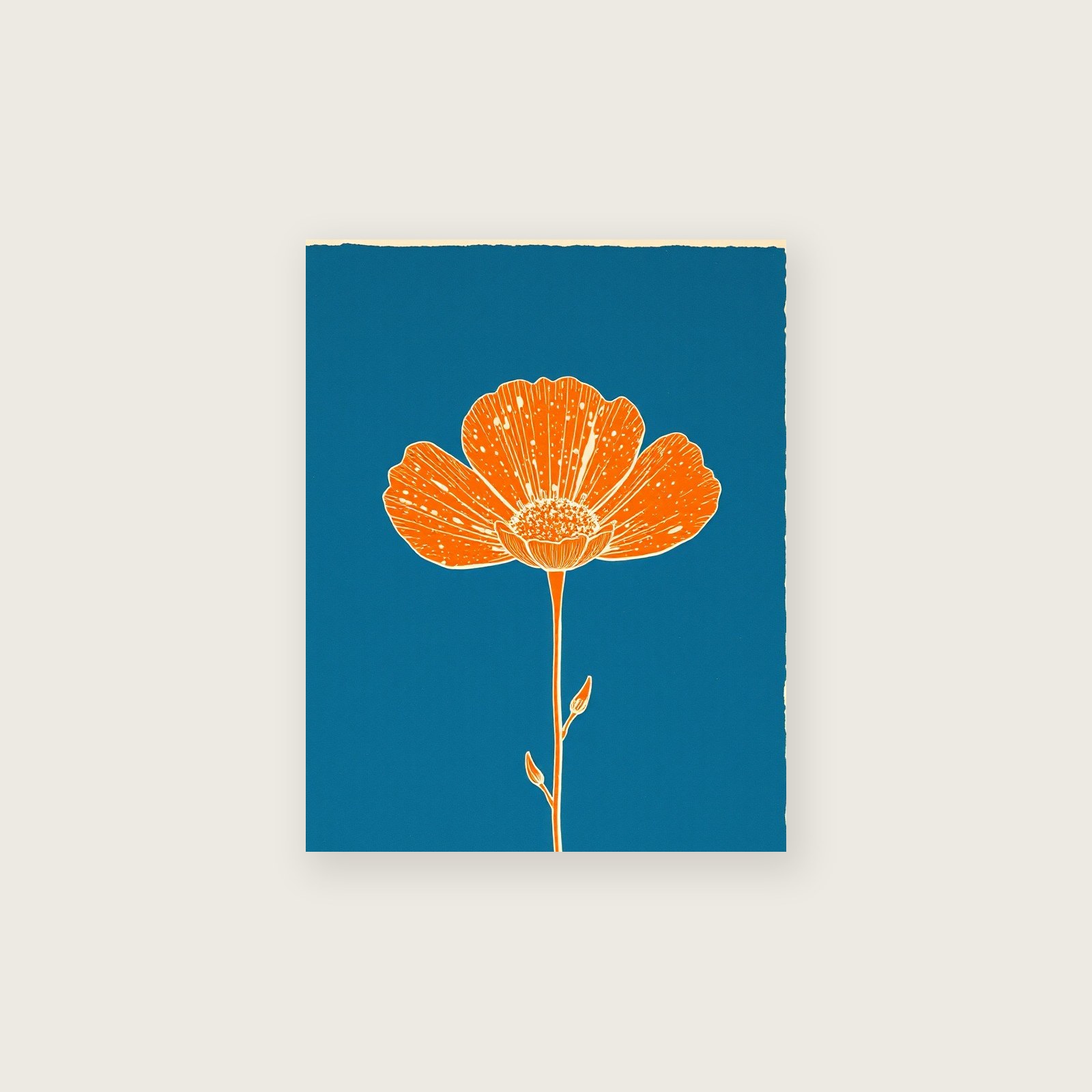 Oxlip Linocut Print - Framed Bold Colour Botanical Wall Art, unframed print