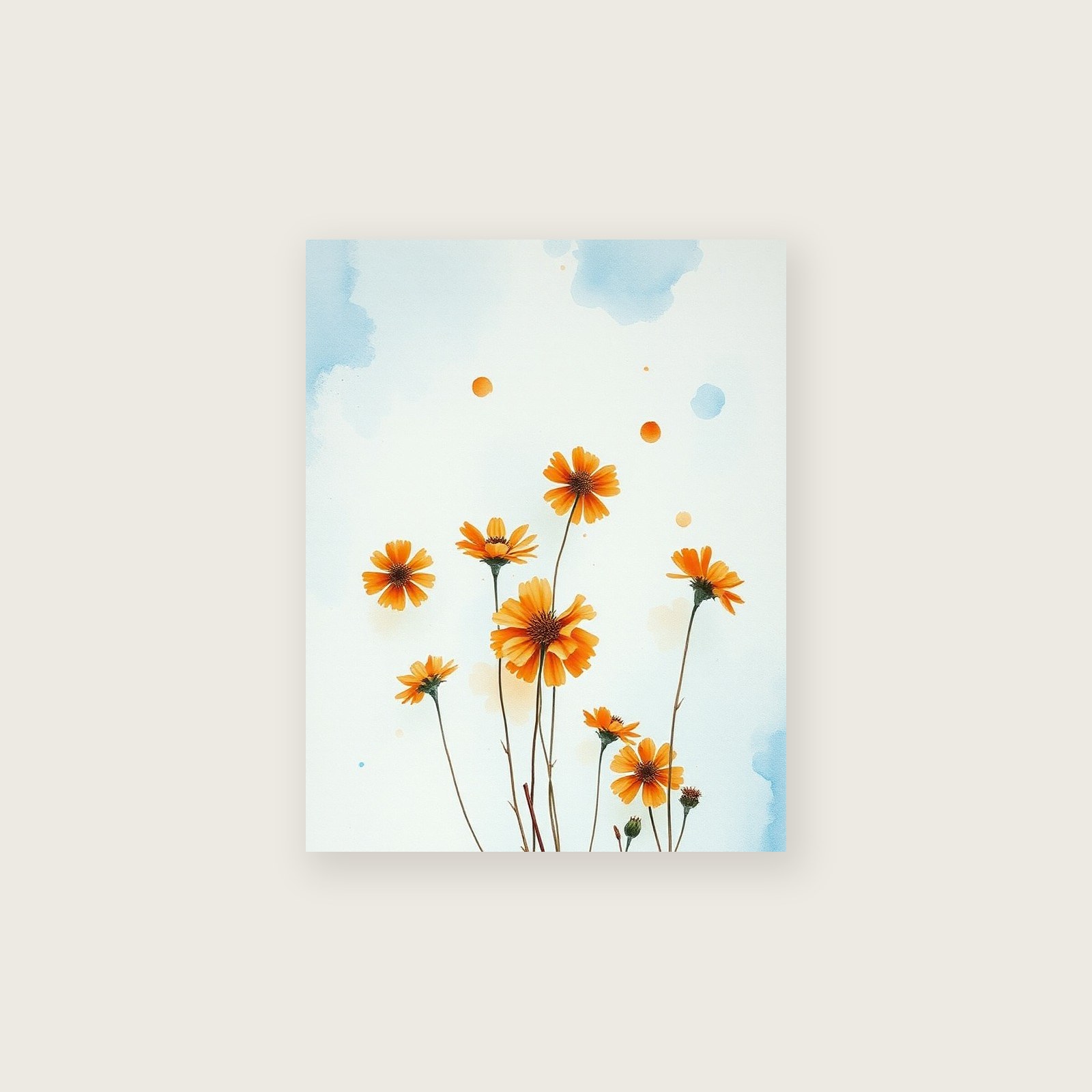 Scabious Watercolour Print - Framed Bold Colour Botanical Wall Art, unframed print