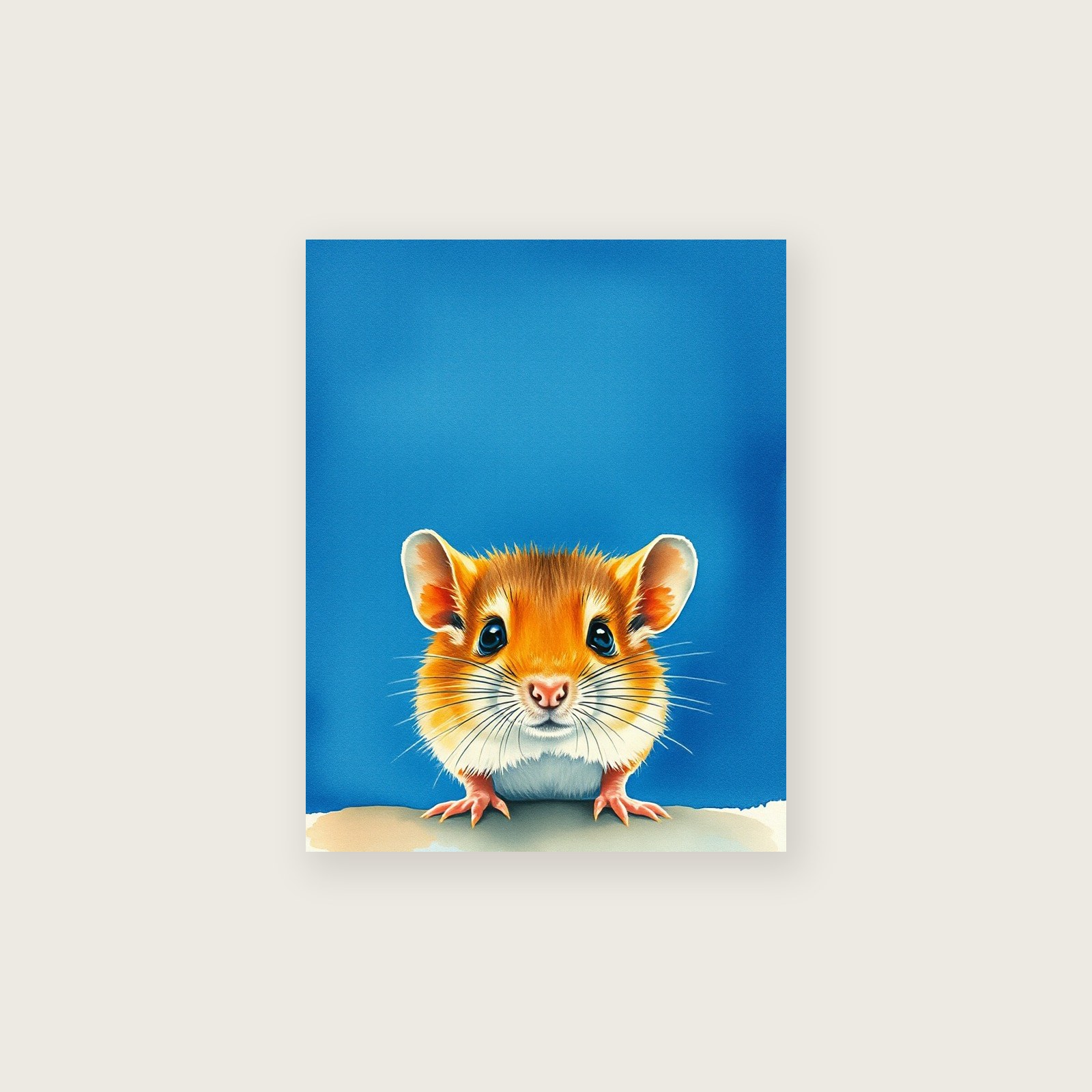 Harvest Mouse Animal Wall Art - Bold Colour Watercolour Print - Unframed Print, A3