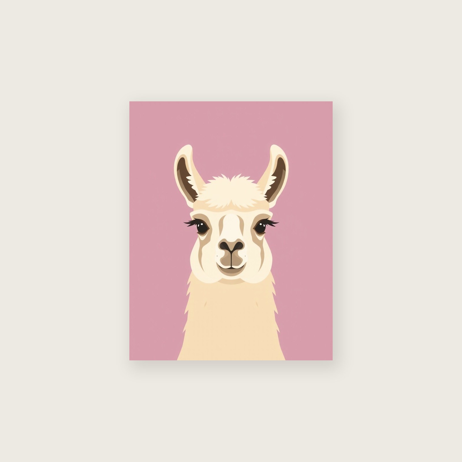 Llama Animal Wall Art - Framed Two Tone Screen Print, unframed print