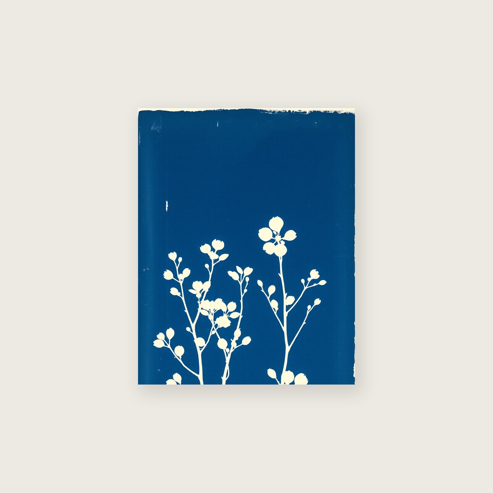 Dogwood Stems in Winter Cyanotype Wall Art - Framed Two Tone Print, unframed print