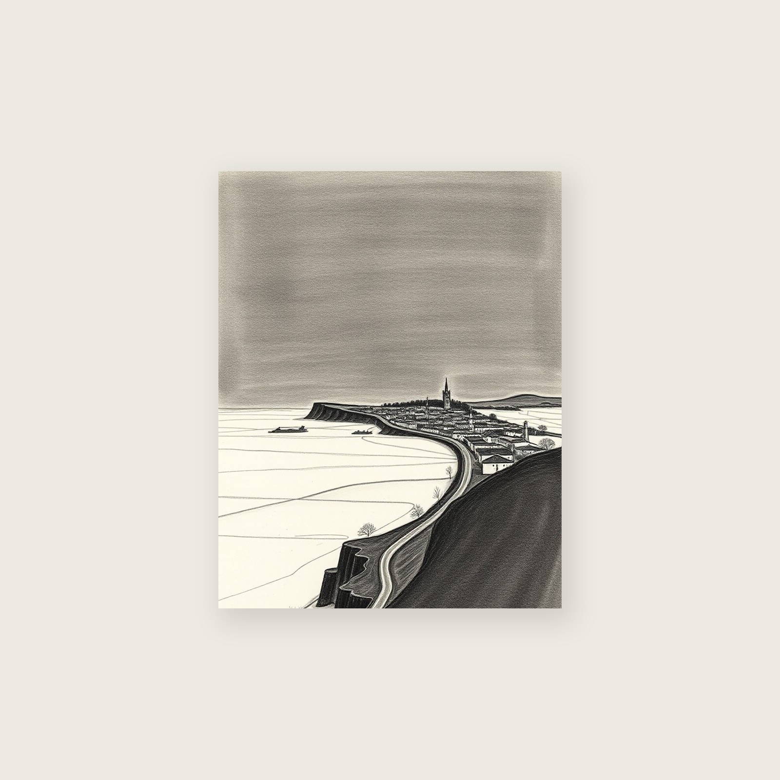 Charcoal Print of Northumberland National Park - Black & White Landscape Wall Art - Unframed Print, A3
