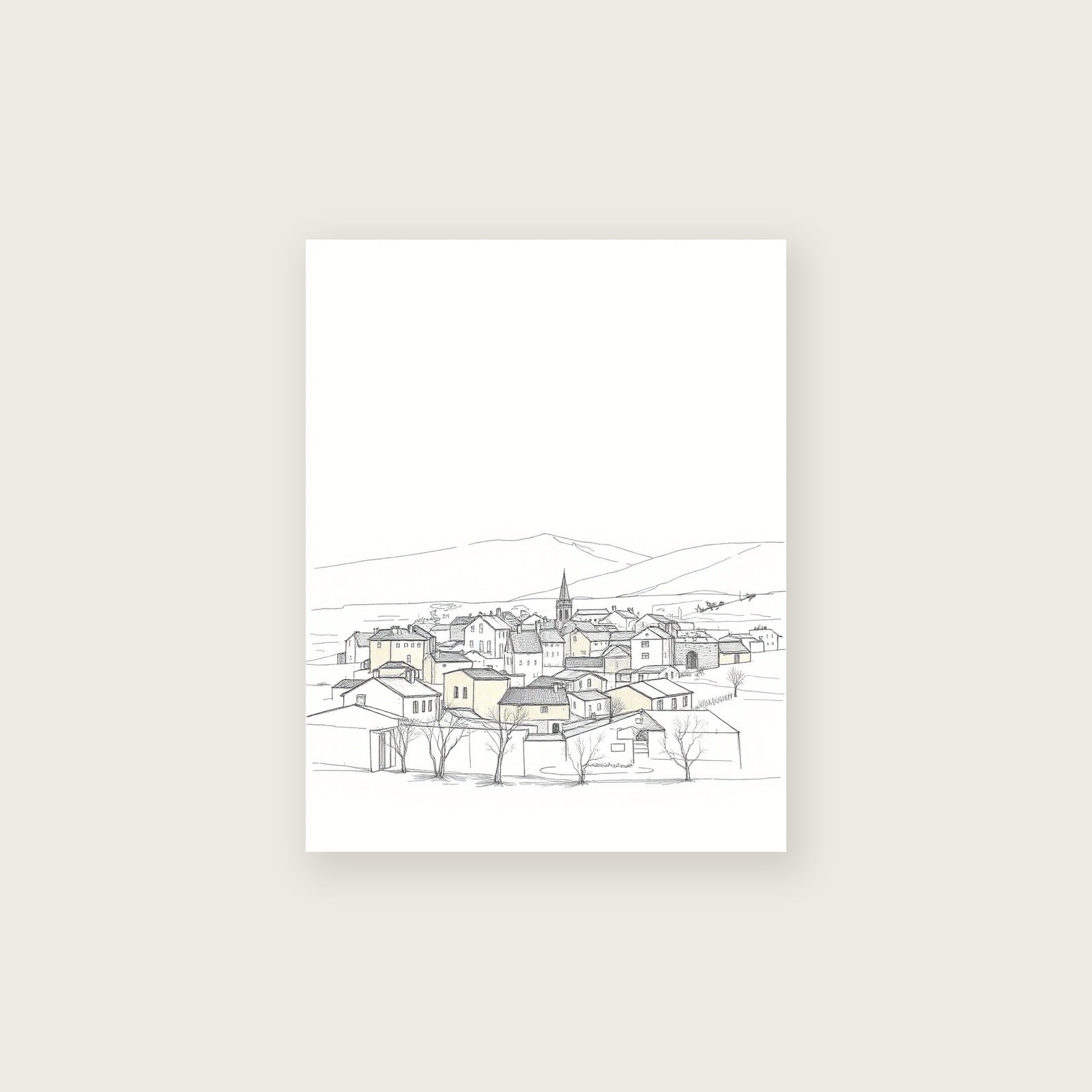 Ben Lomond Pencil Sketch Wall Art - Neutral & Beige Print - Unframed Print, A3