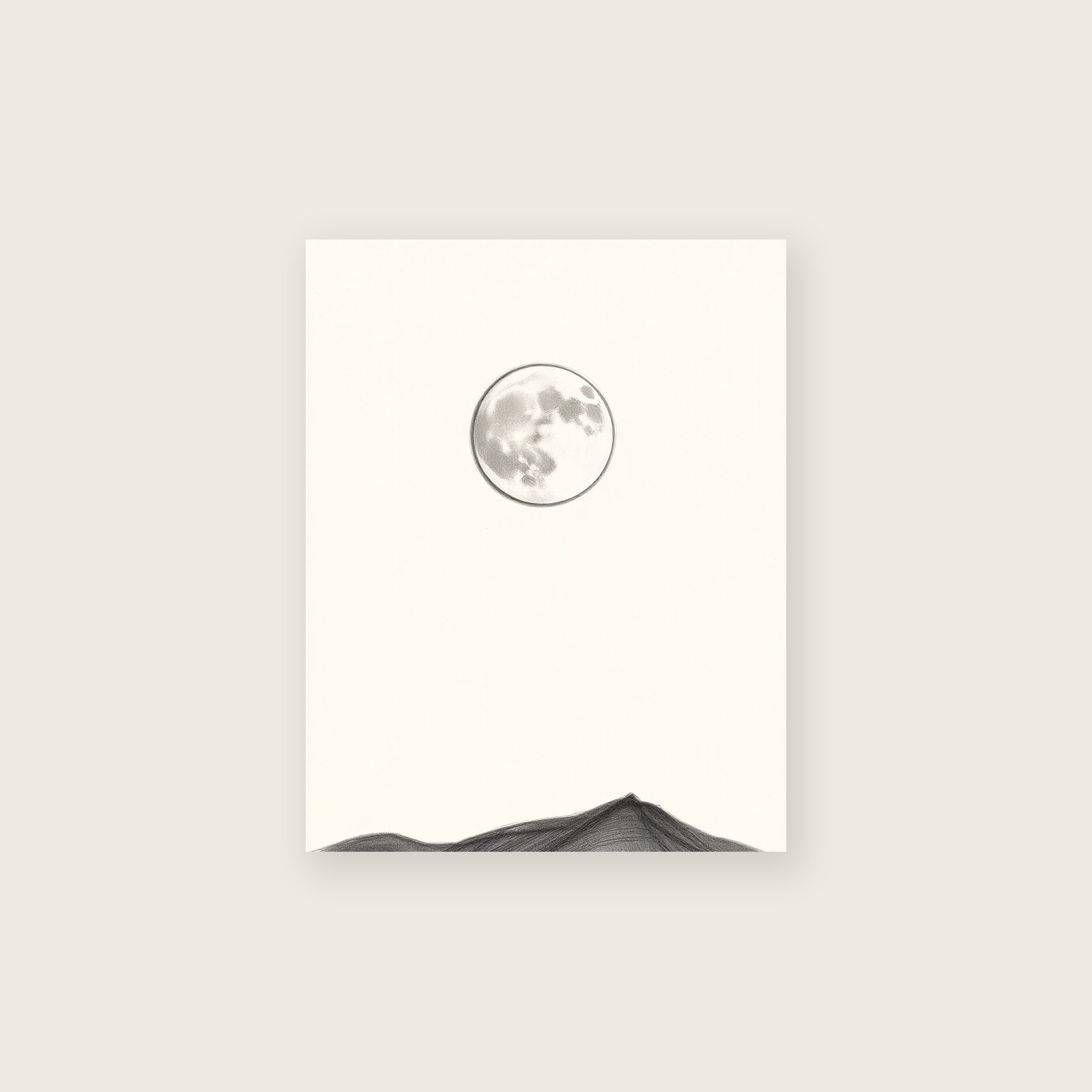 Framed Pencil Sketch Print of A Waning Gibbous Moon - Neutral & Beige Celestial Wall Art, unframed print