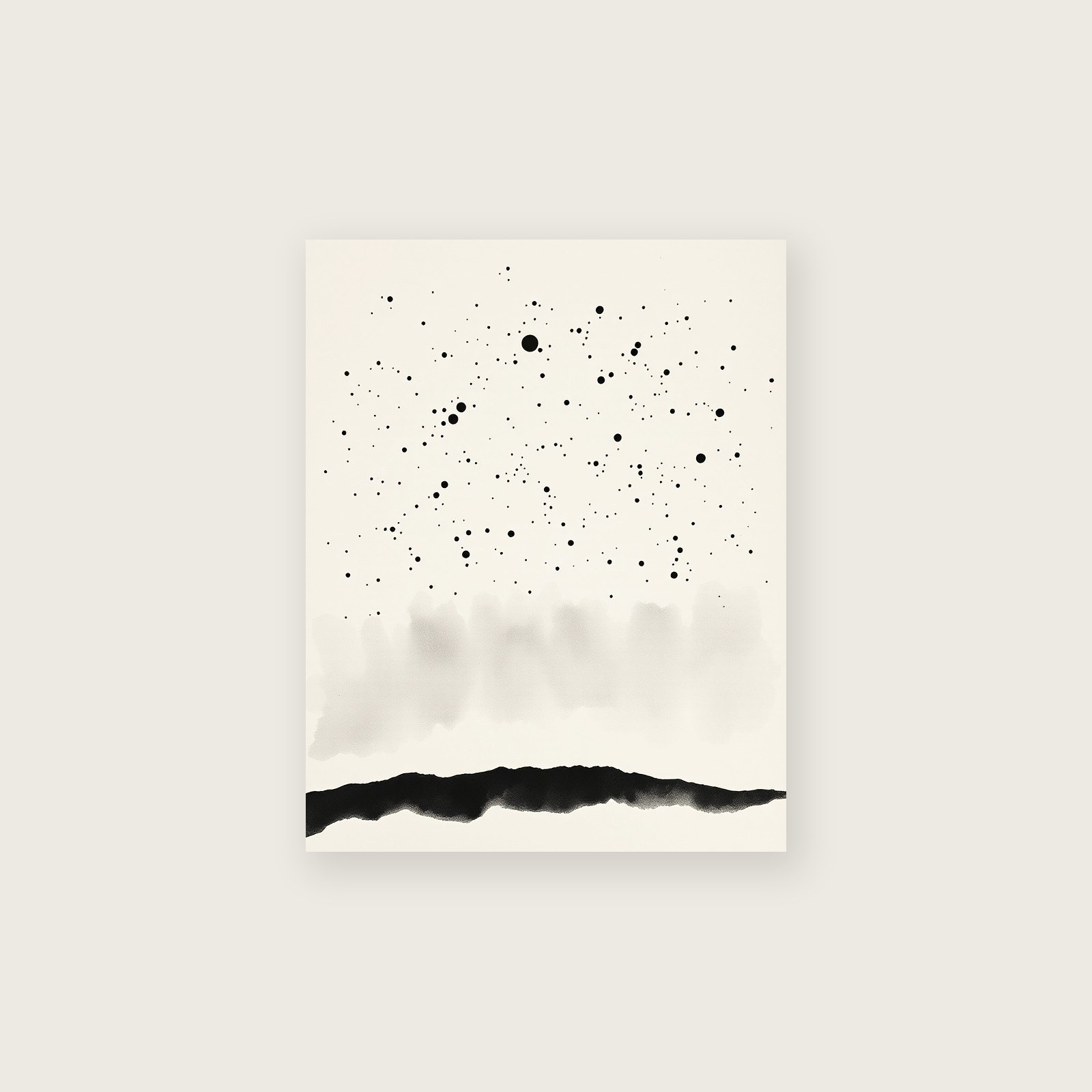 The Constellation Ursa Major Celestial Wall Art - Framed Black & White Ink Wash Print, unframed print