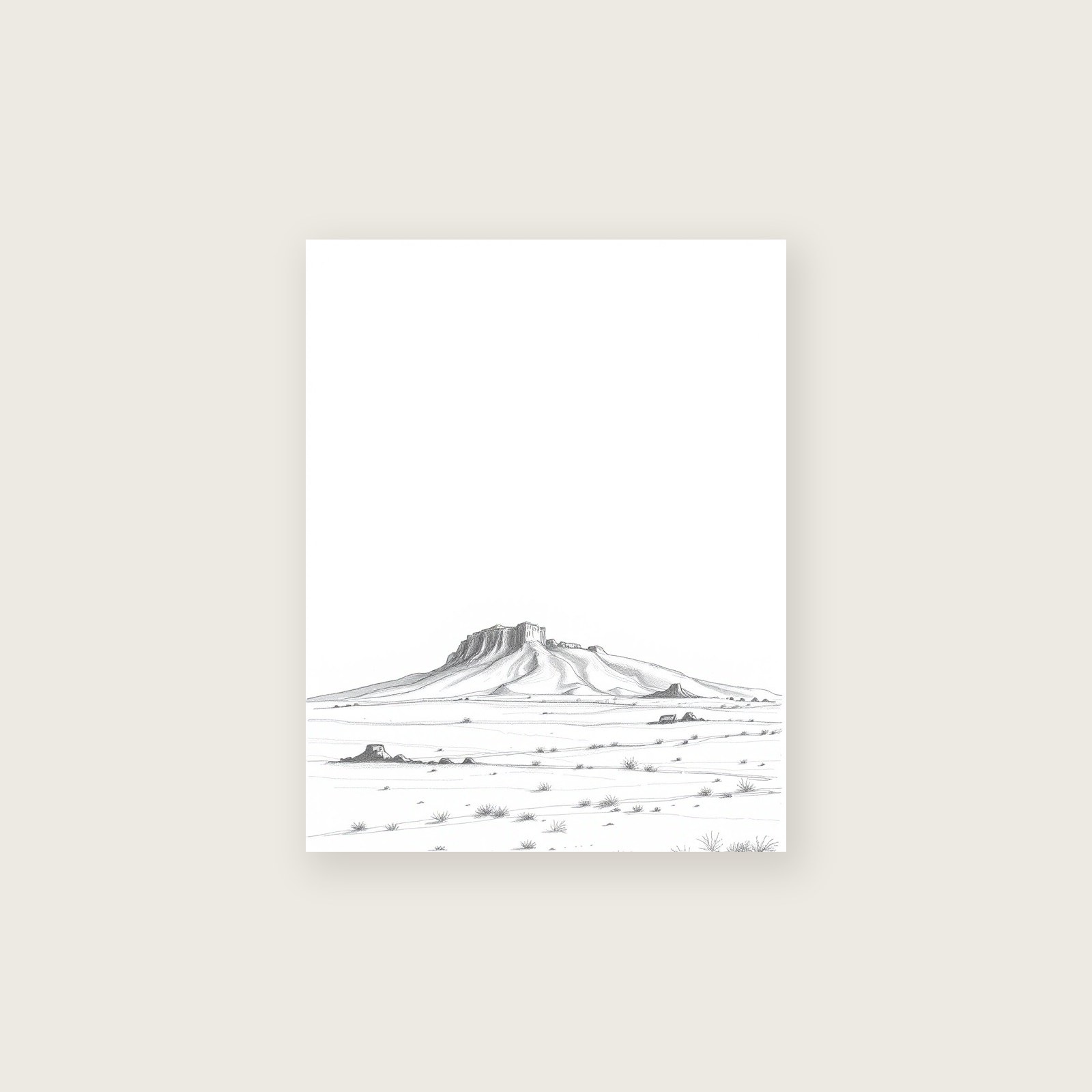 Ben Lomond - Framed Pencil Sketch Landscape Print in Neutral & Beige, unframed print